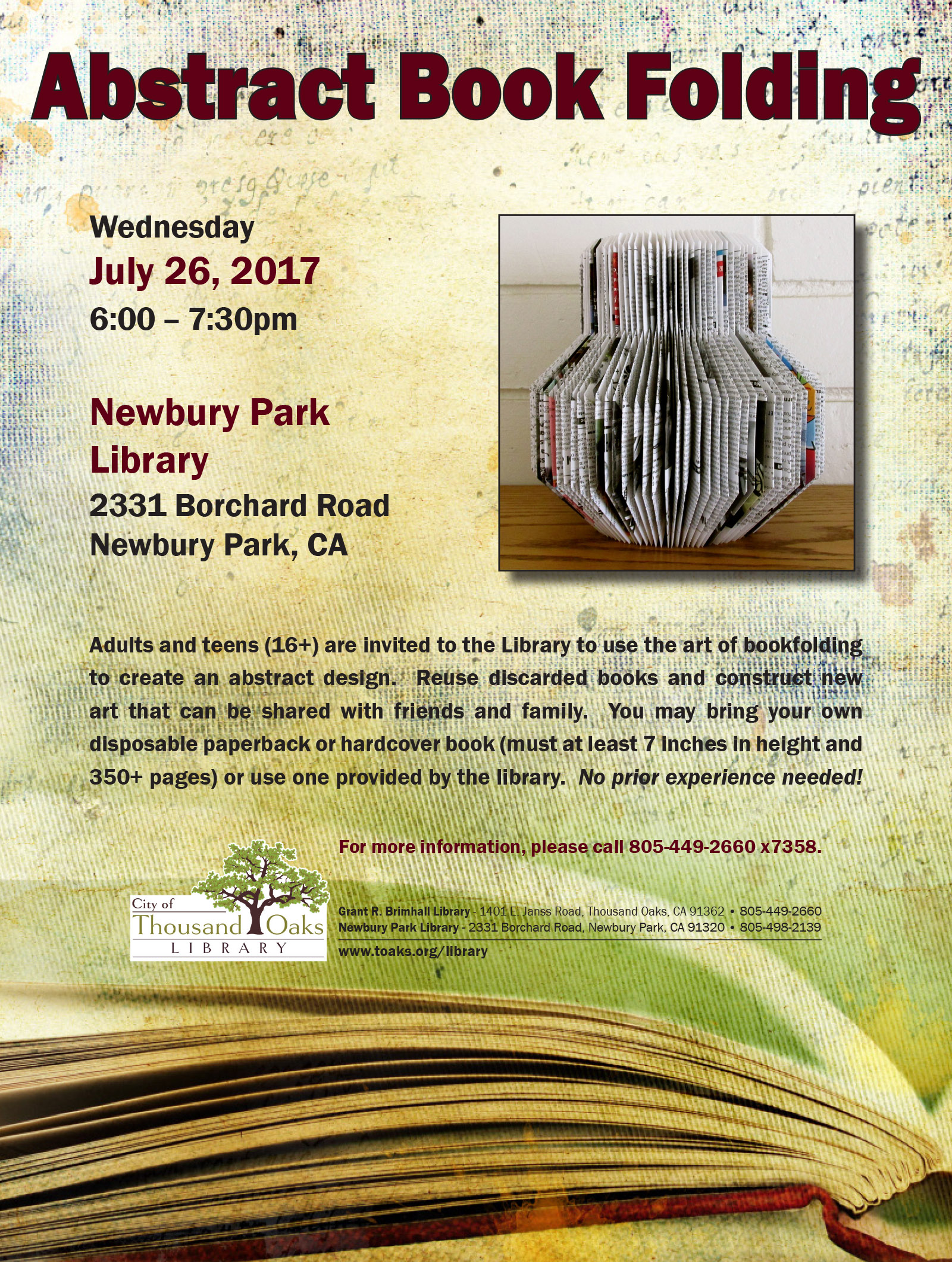 Book Folding Flower - July 2017