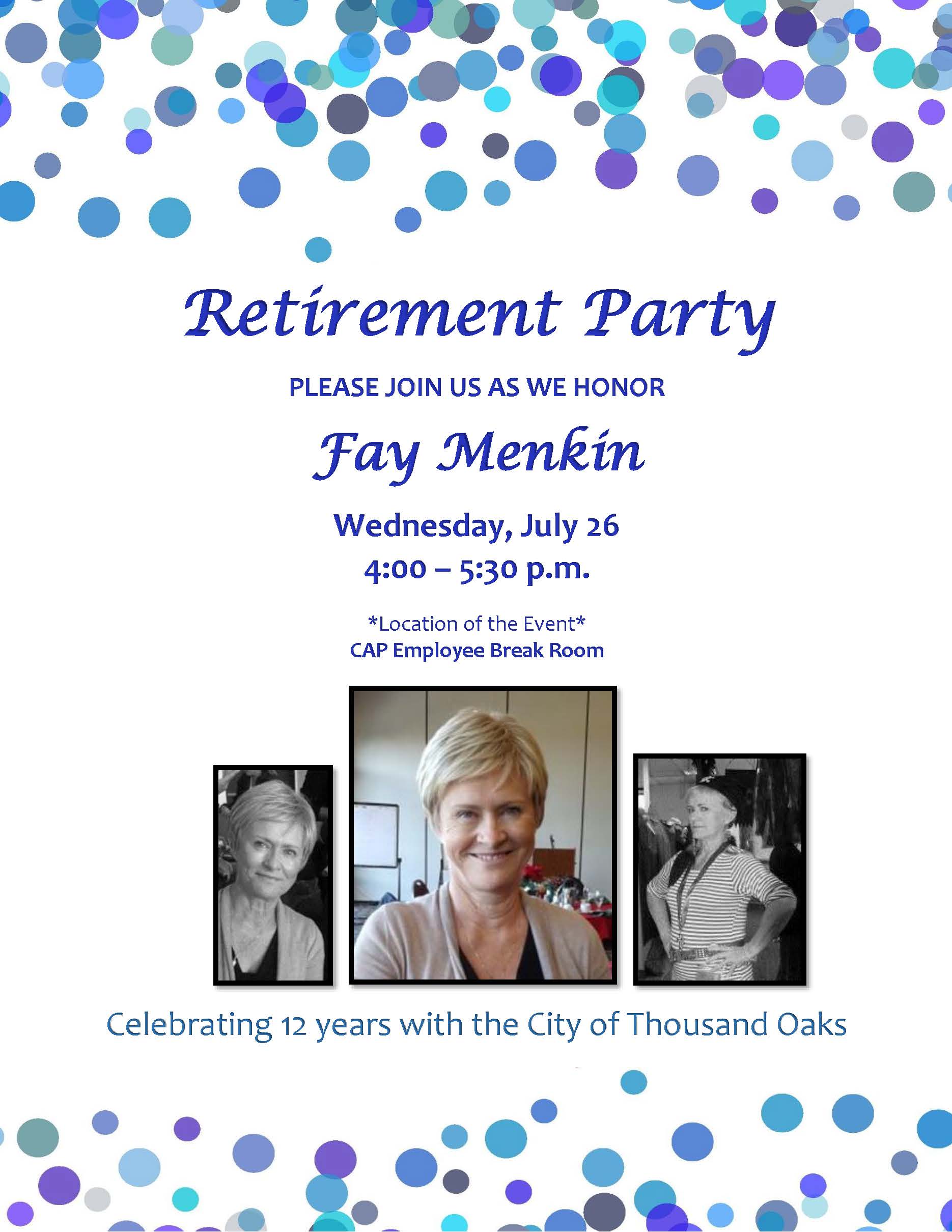 Fay Menkin is Retiring 07 26 17
