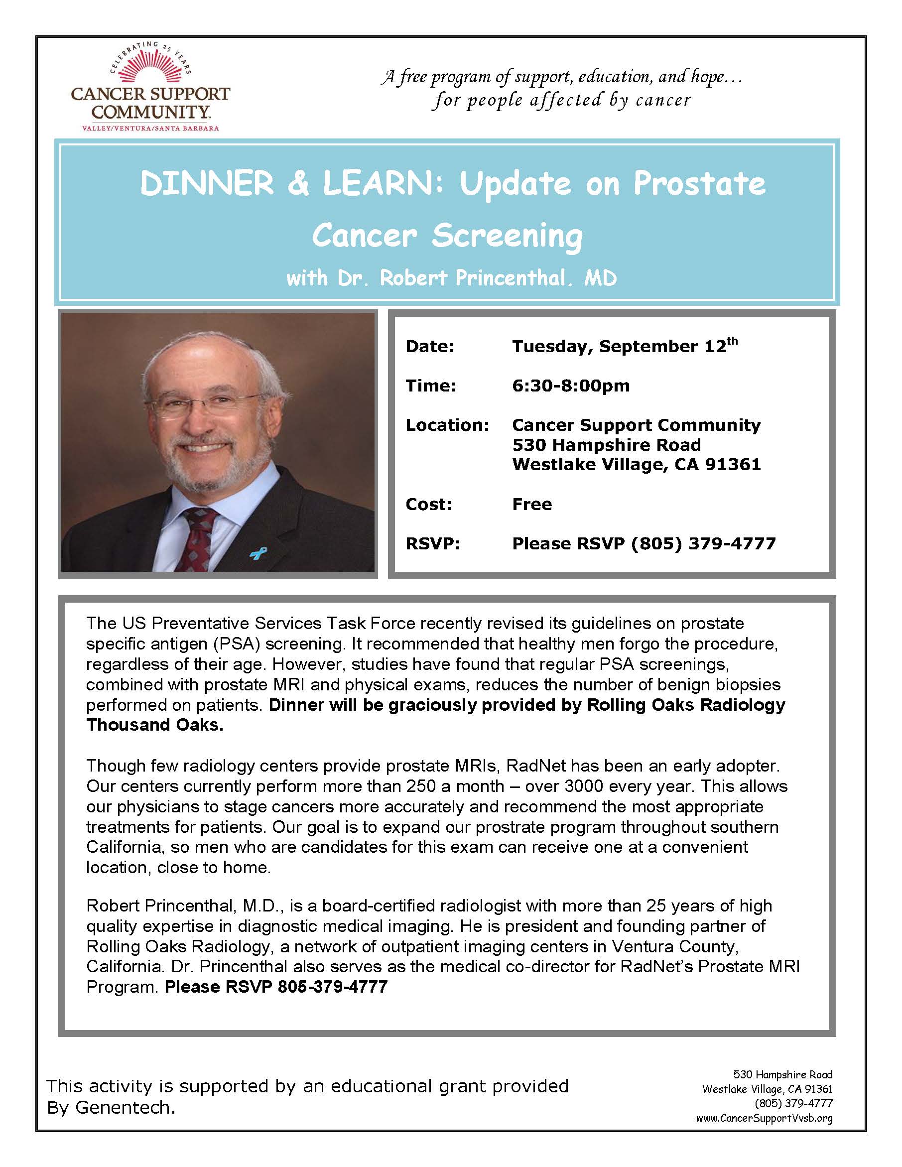 9-12 Prostate Cancer Workshop with Dr. Princenthal