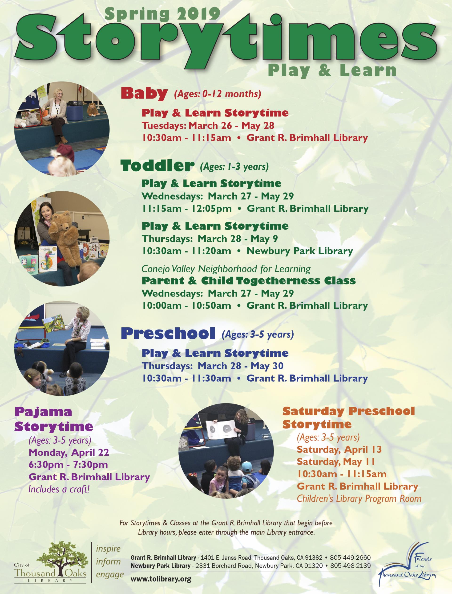 Storytimes - Spring 2019