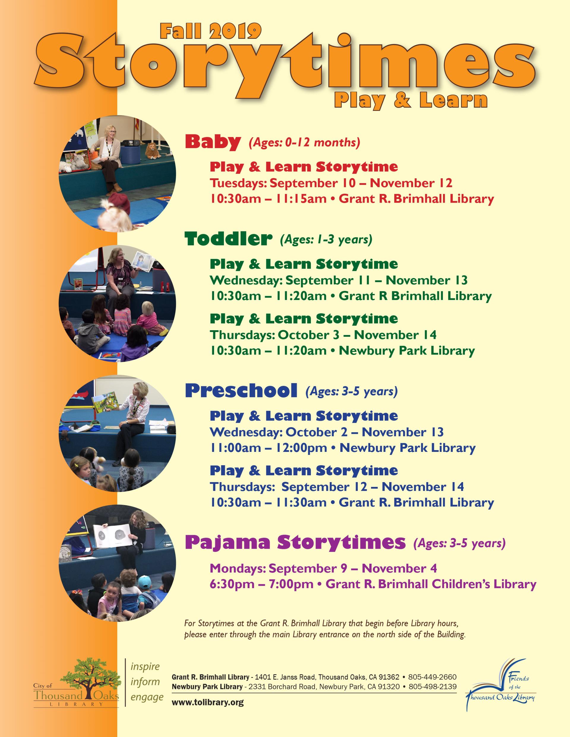 Storytimes - Fall 2019