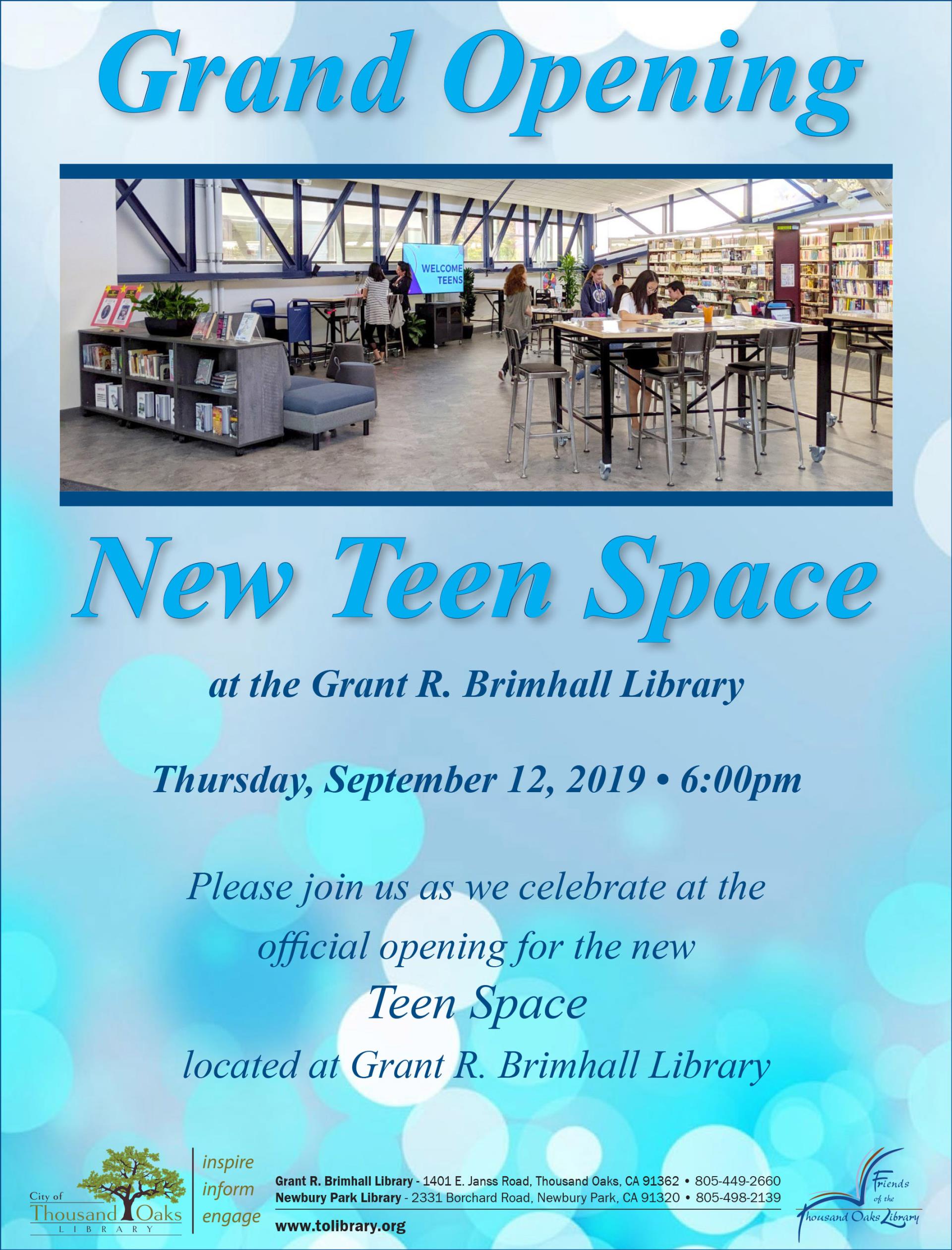 Teen Space Grand Opening - Sept 2019