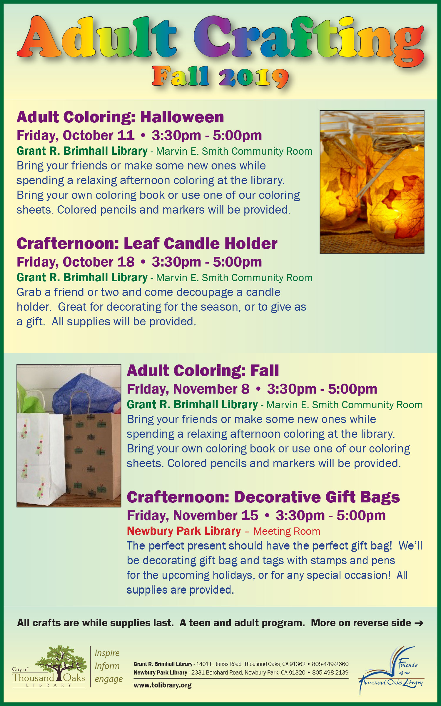 Adult Crafting - Fall 2019 - Side 1