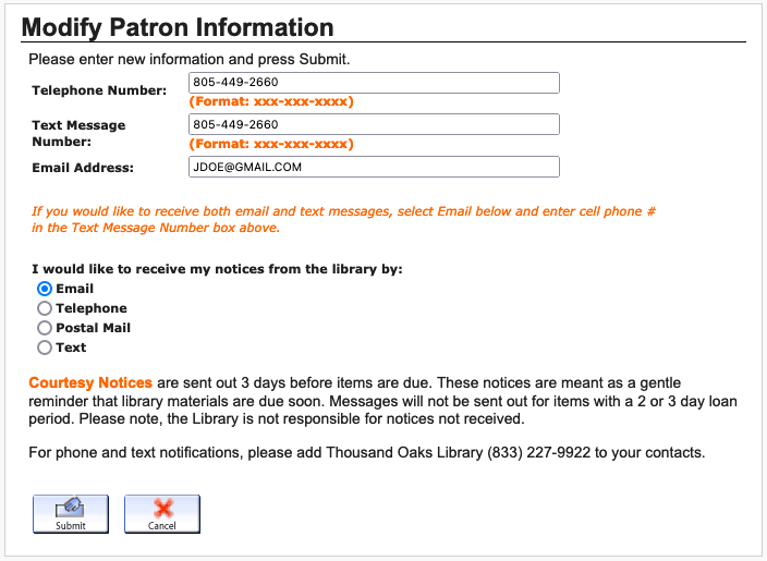 modify patron info