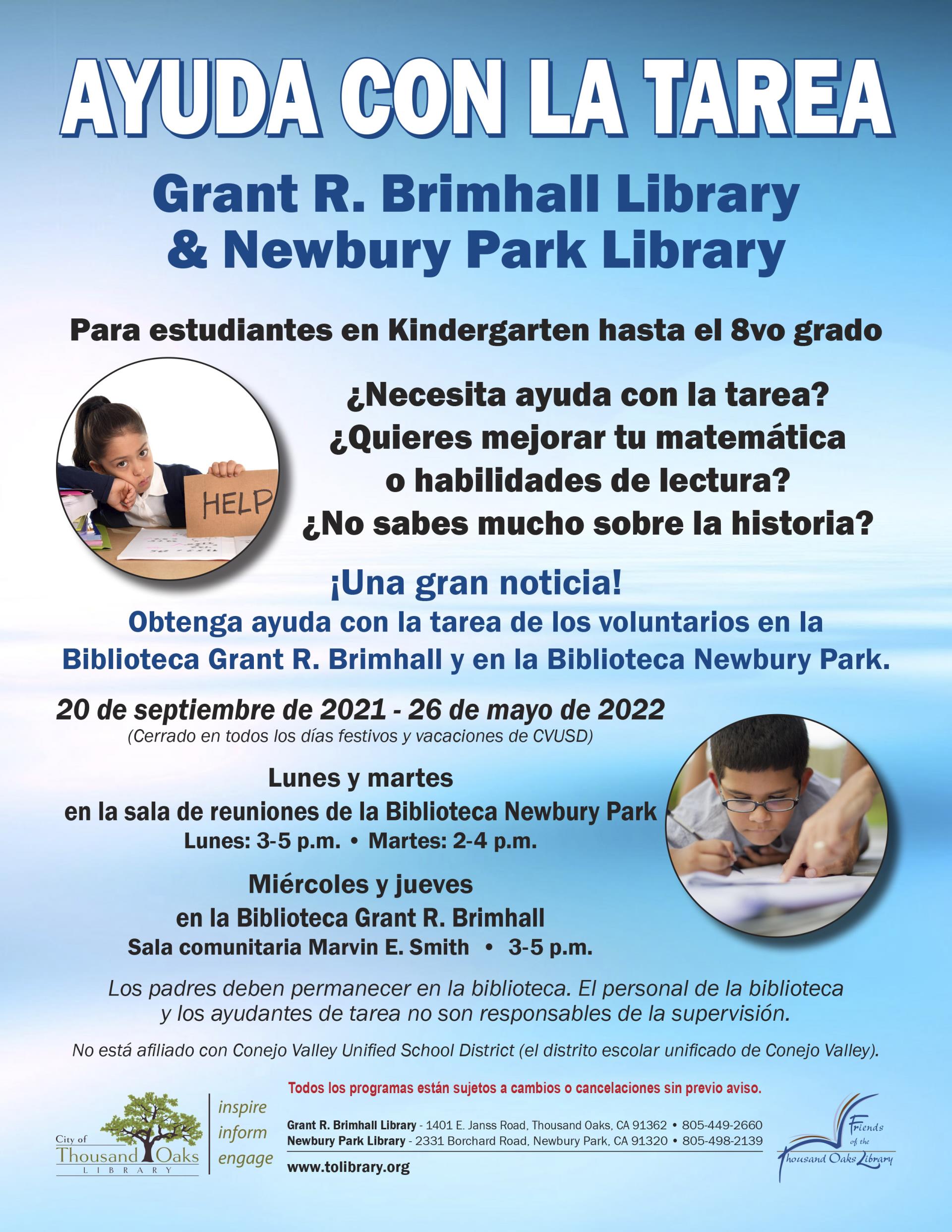 Homework Help FLYER 2021-22 SPANISH