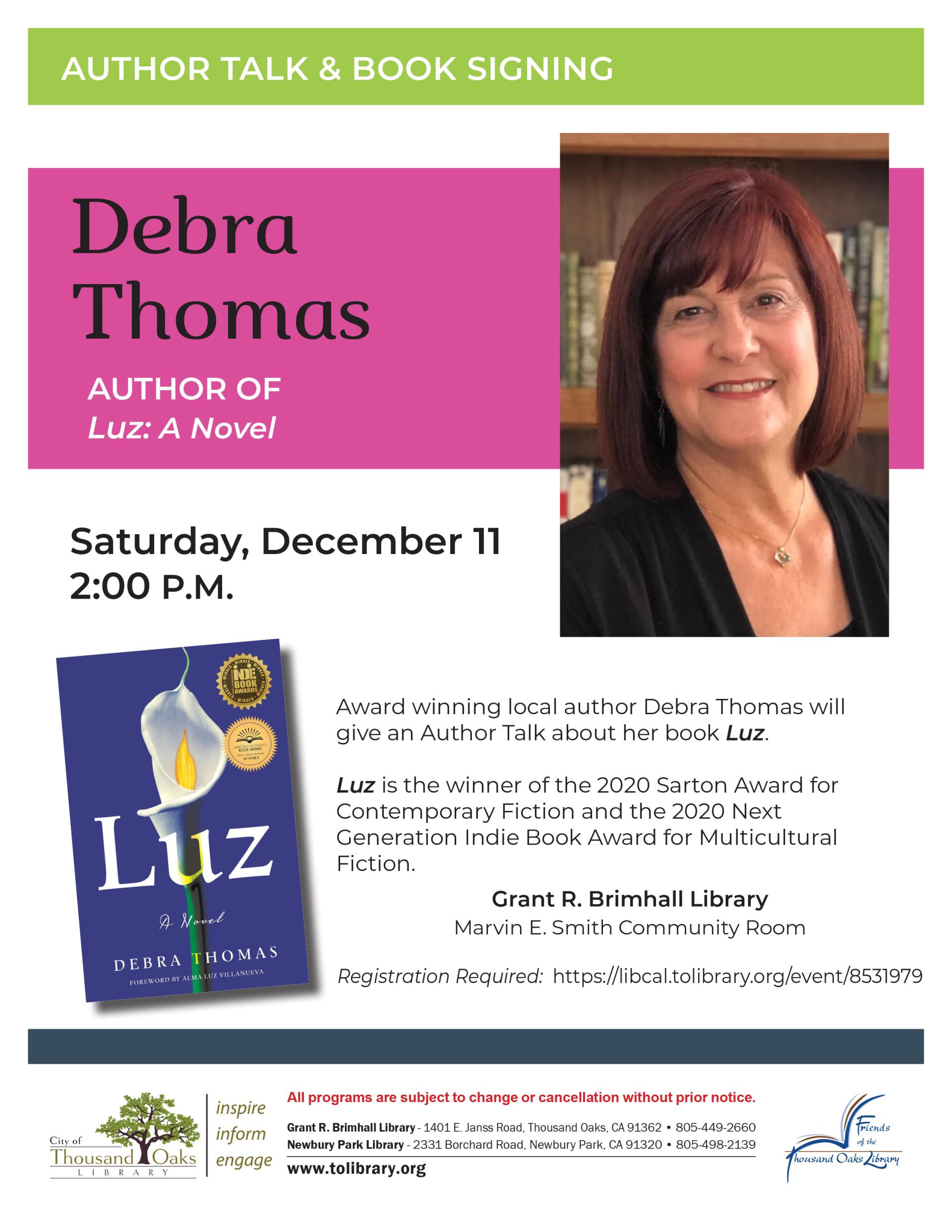 Debra Thomas Author Talk - Dec 2021