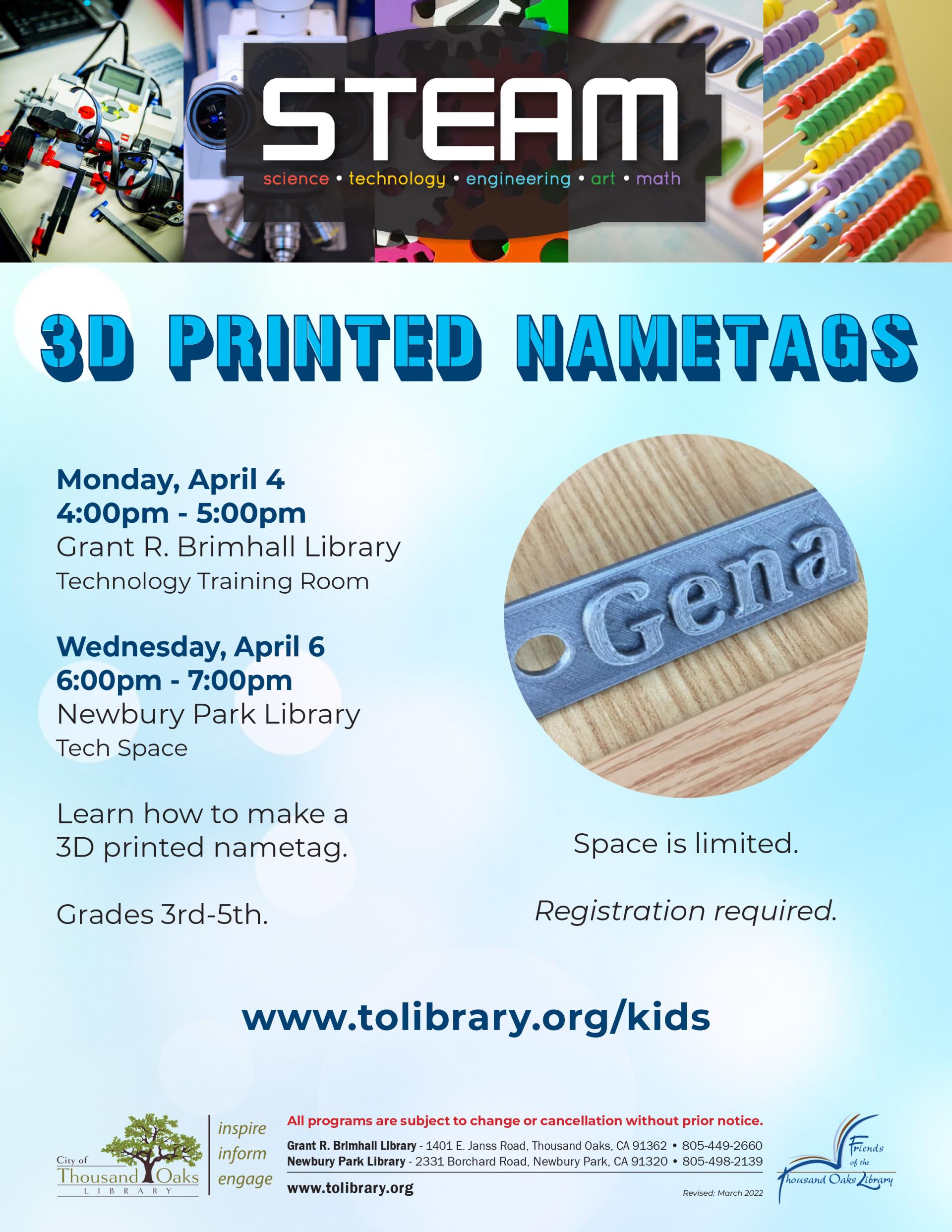 3D Printed Nametags - April 2022