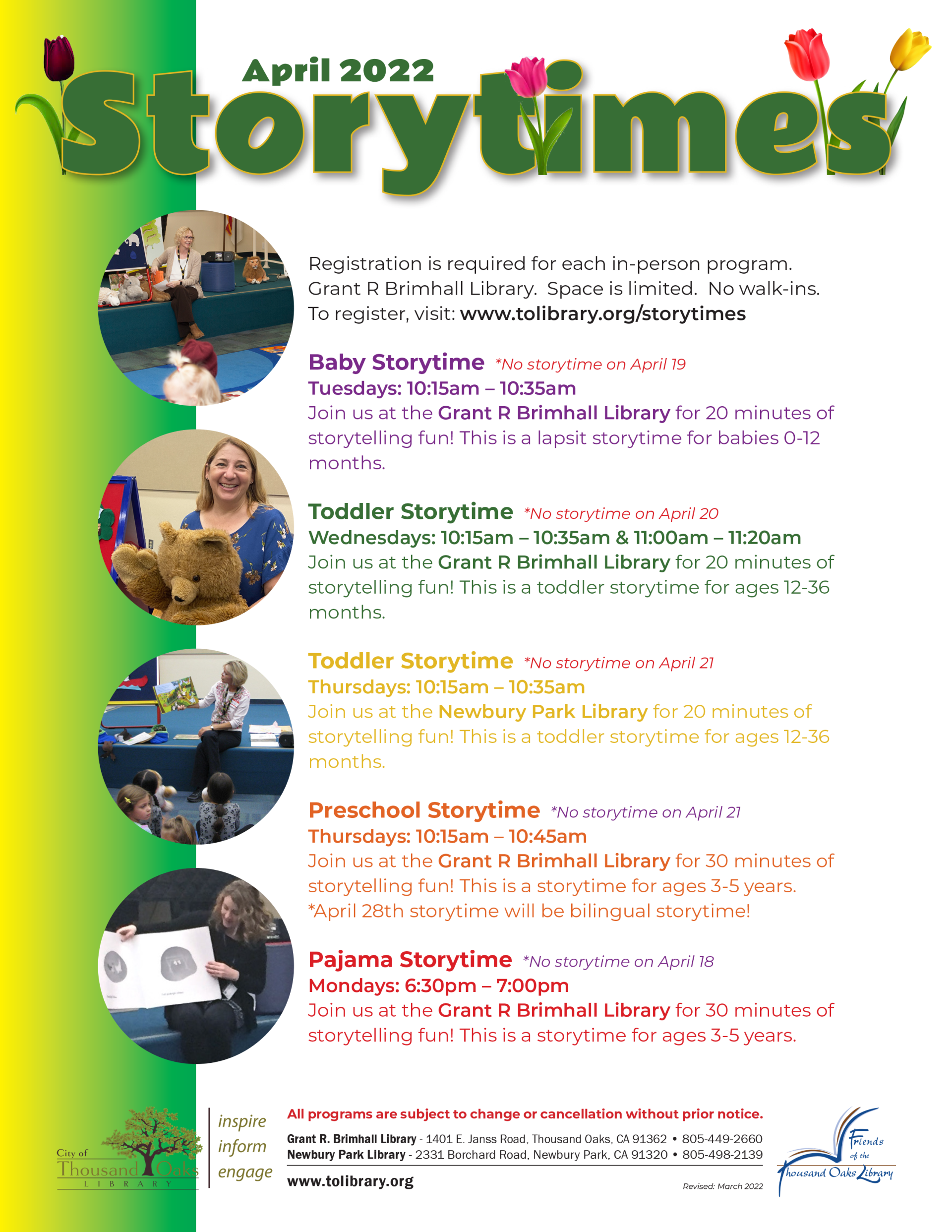 Storytimes - April 2022