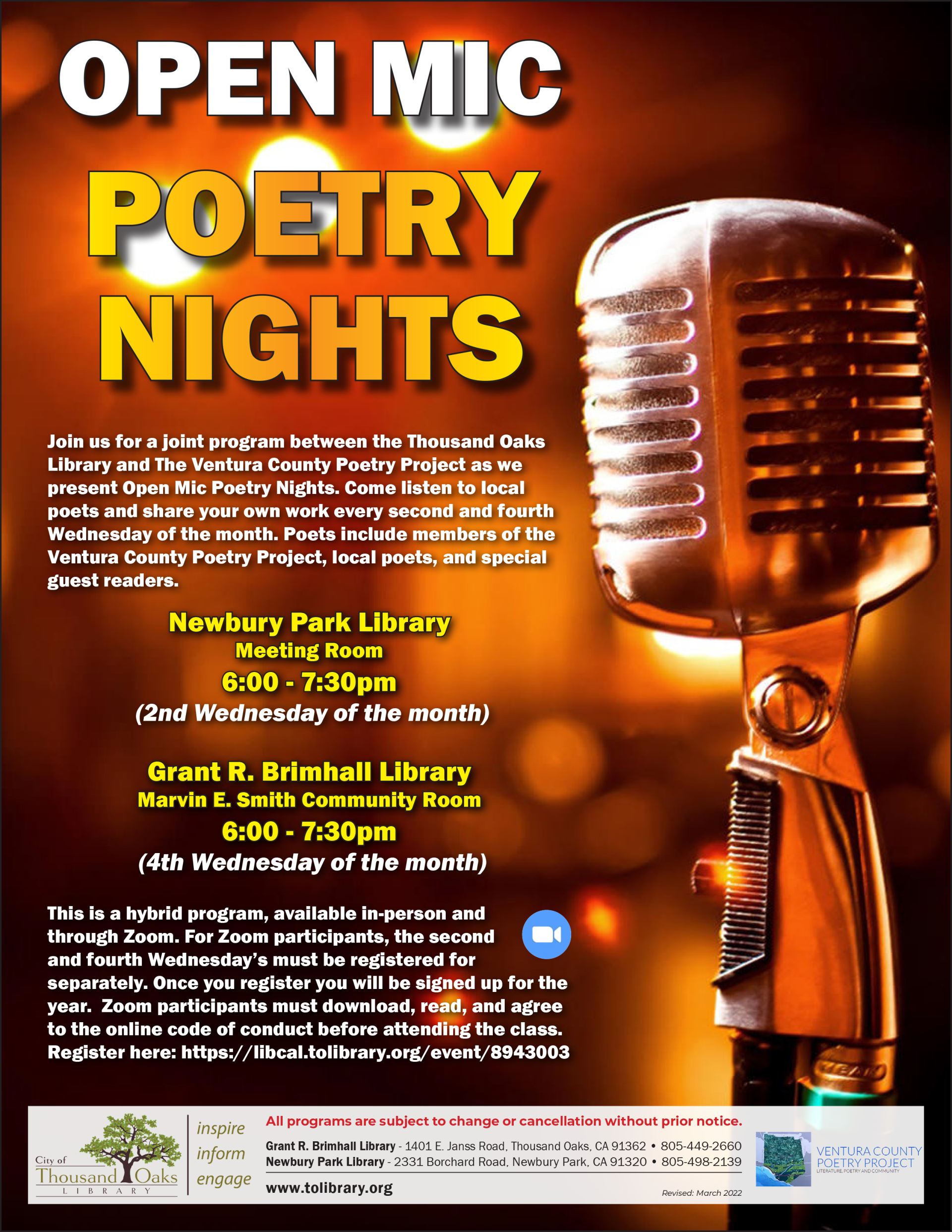 Open Mic Poetry Nights - 2022