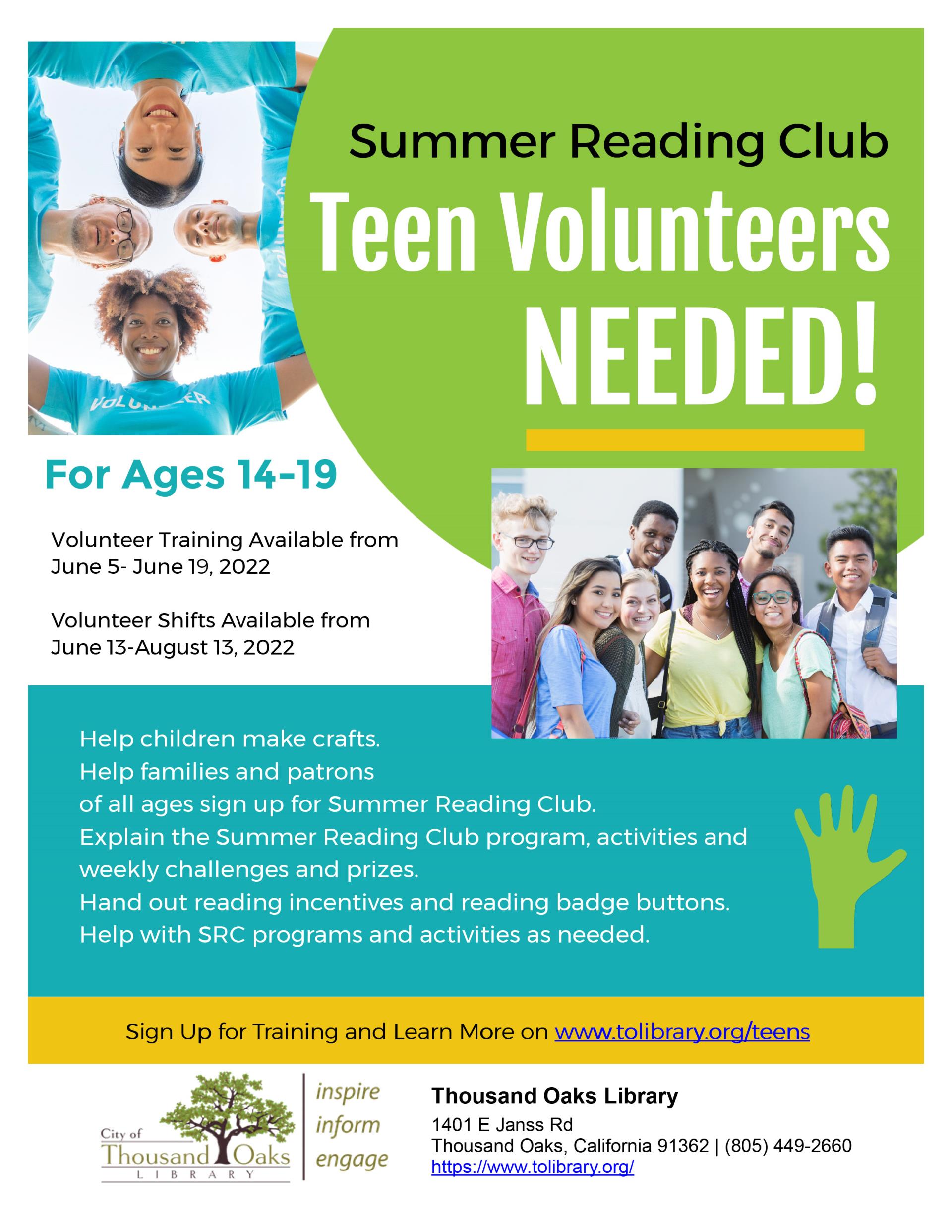 Teen Volunteers Needed REV