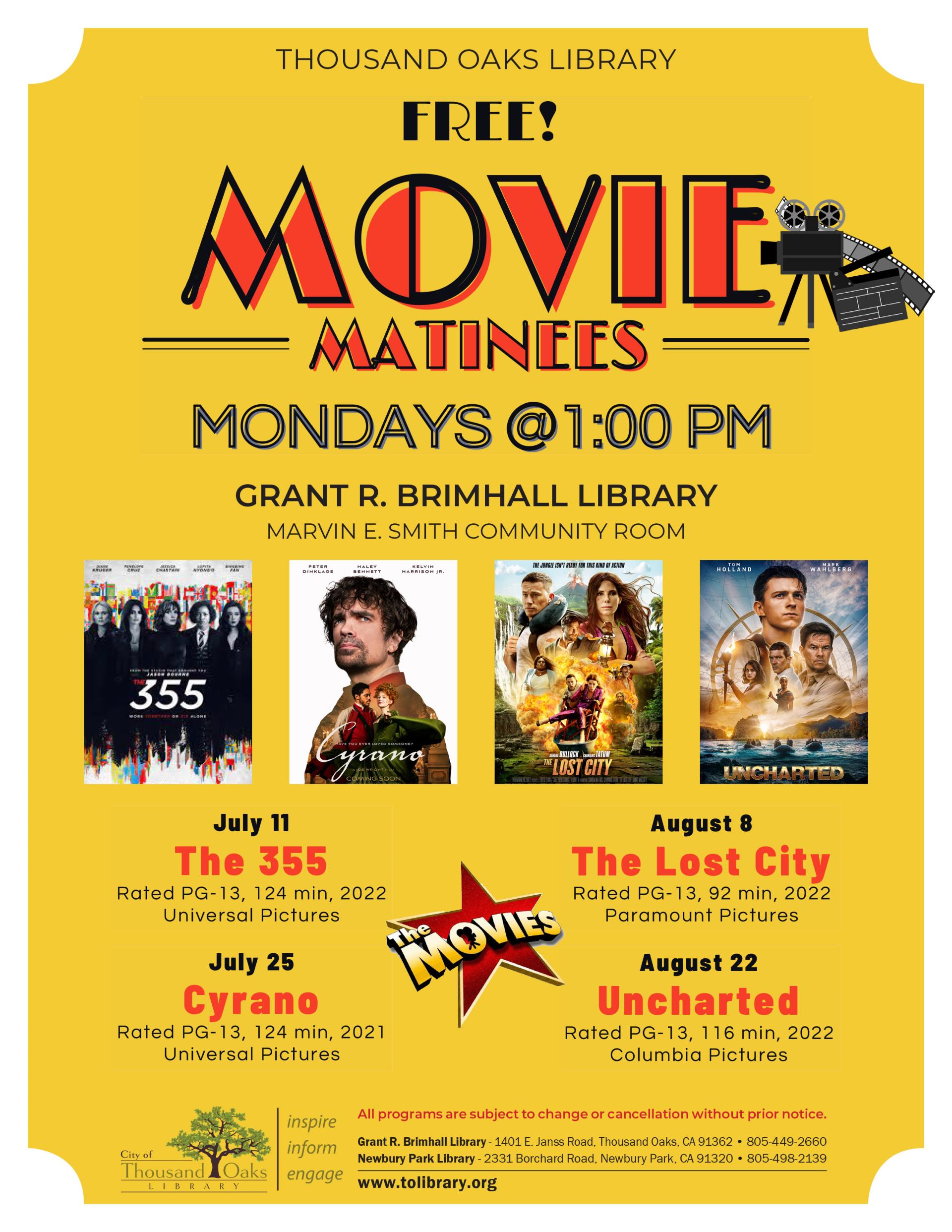 Movie Matinees - JulyAug2022