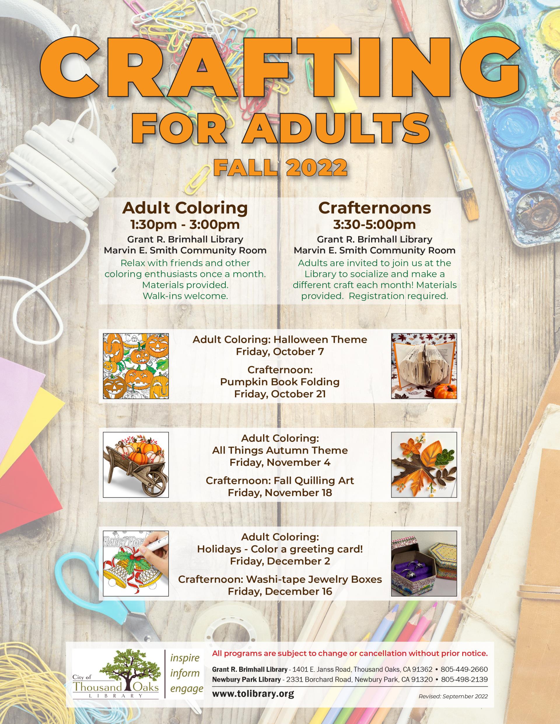 Crafting for Adults - Fall 2022