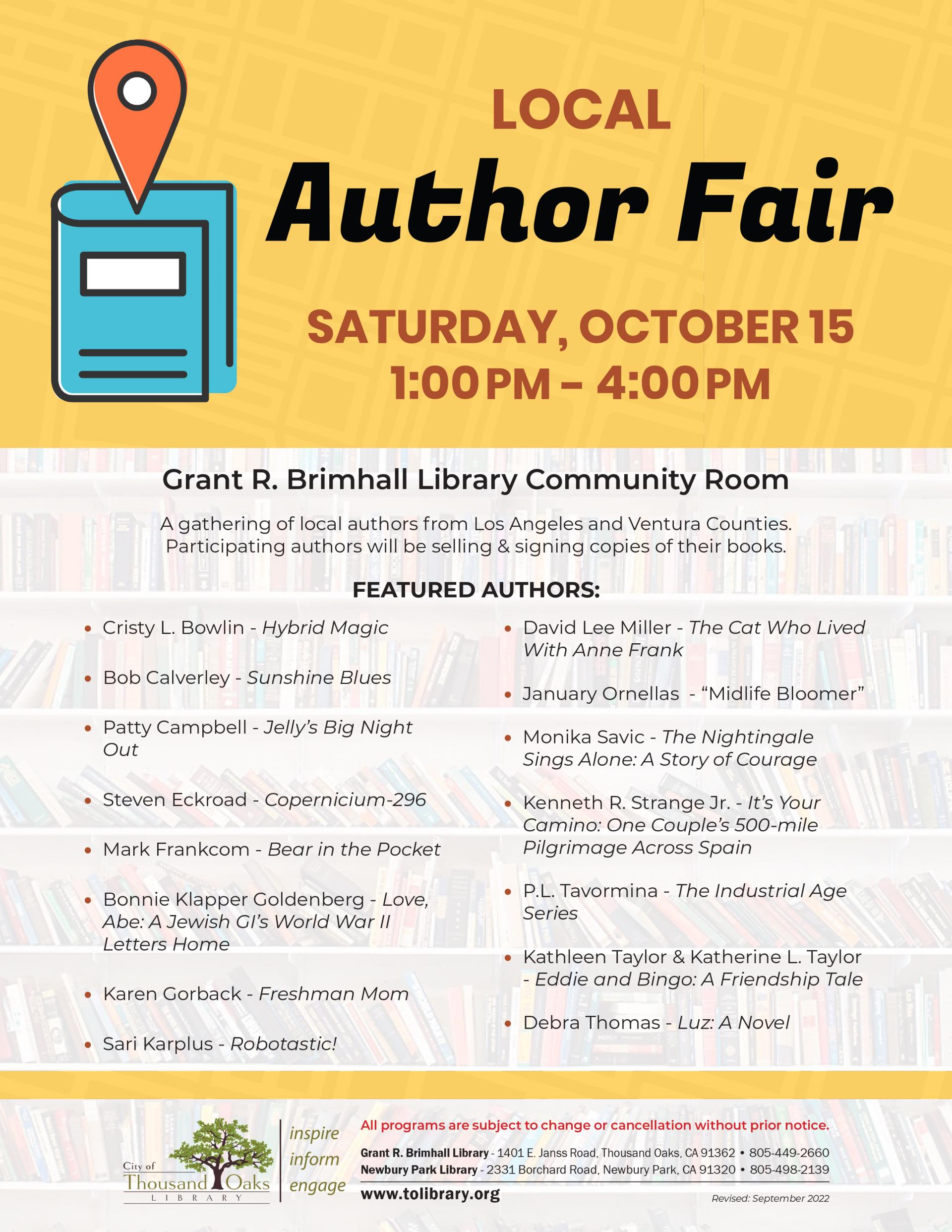 Local Author Fair - Sept 2022
