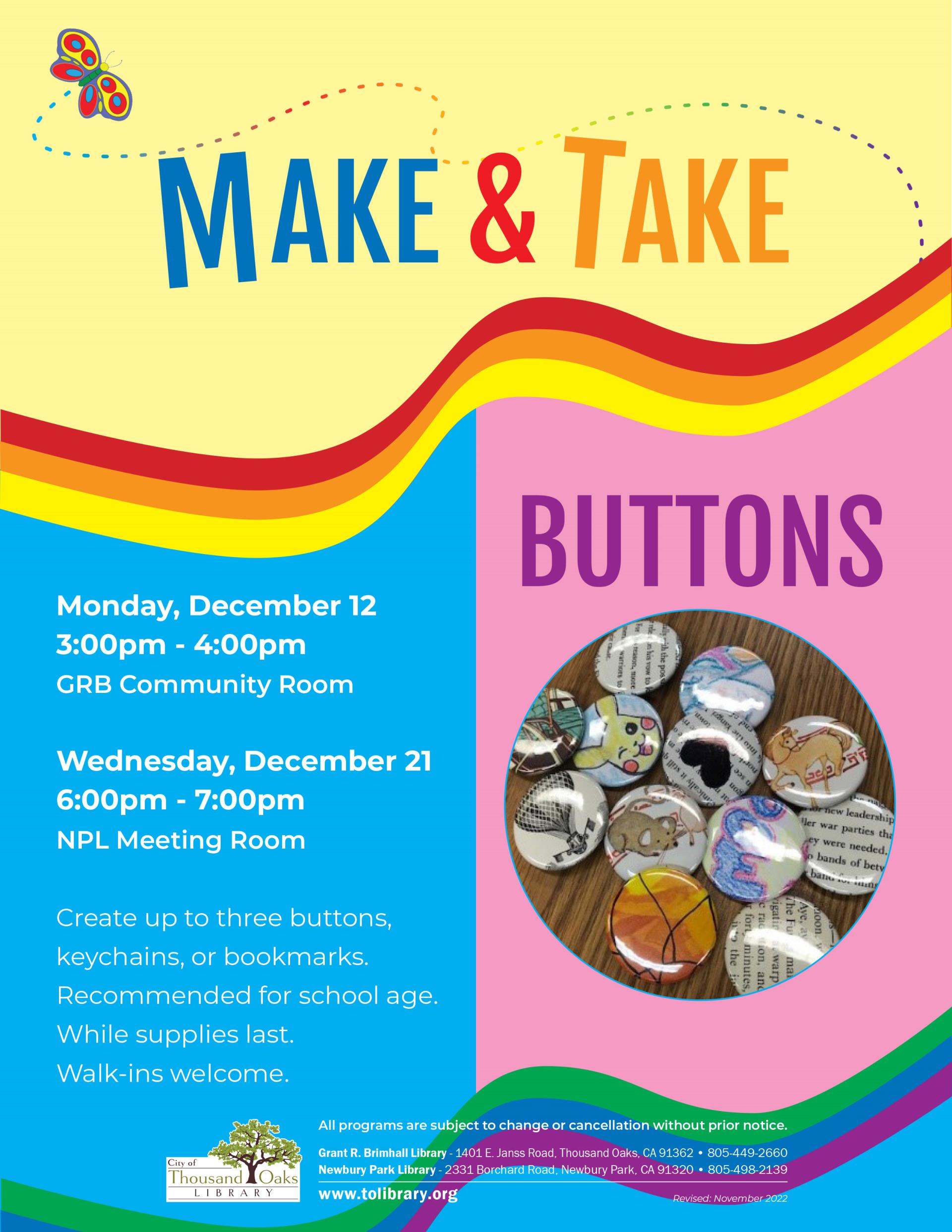 Make & Take Buttons - Dec 2022