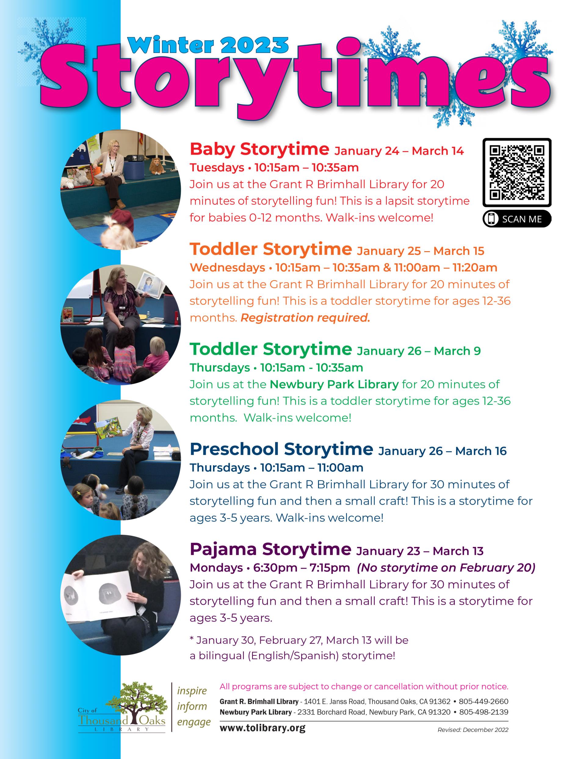 Storytimes - Winter 2023