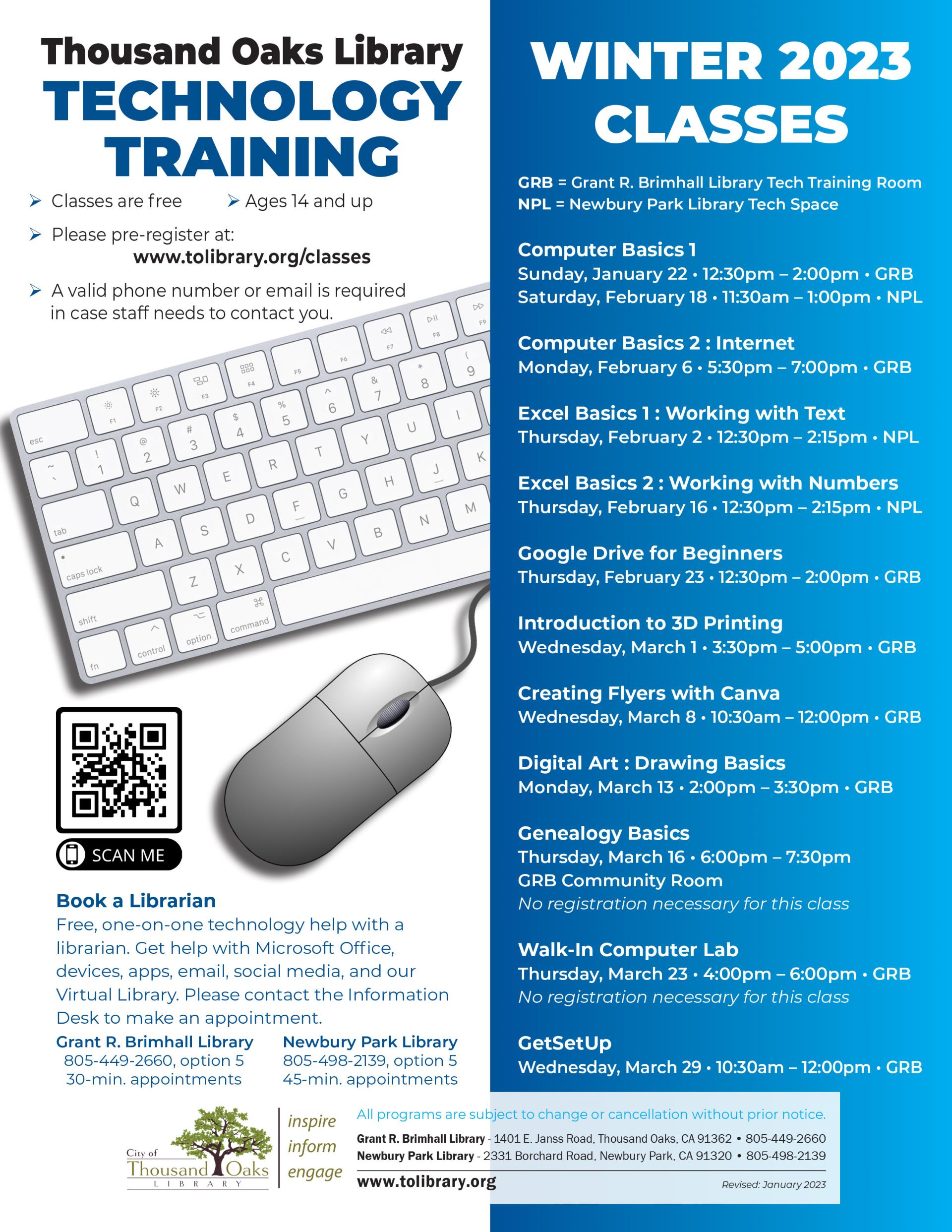 Tech Training Classes Winter 2023