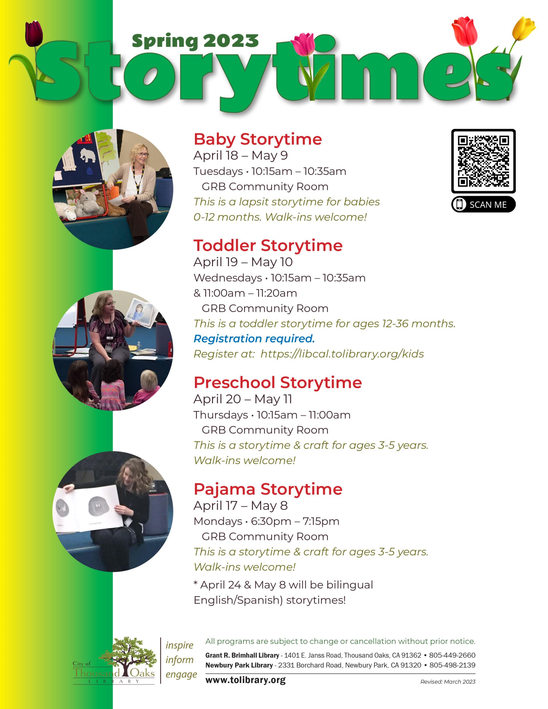 Storytimes Spring 2023