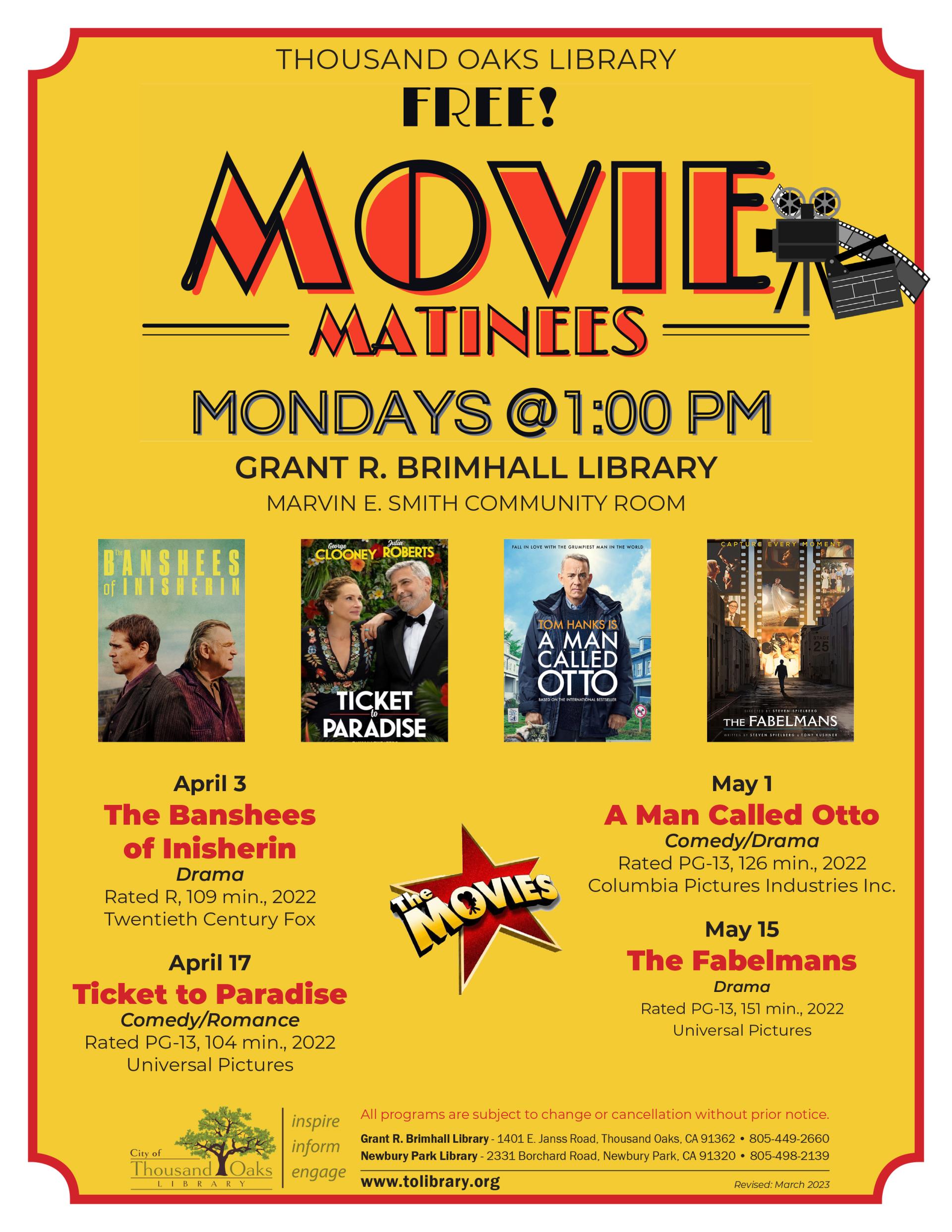 Movie Matinees Spring 2023