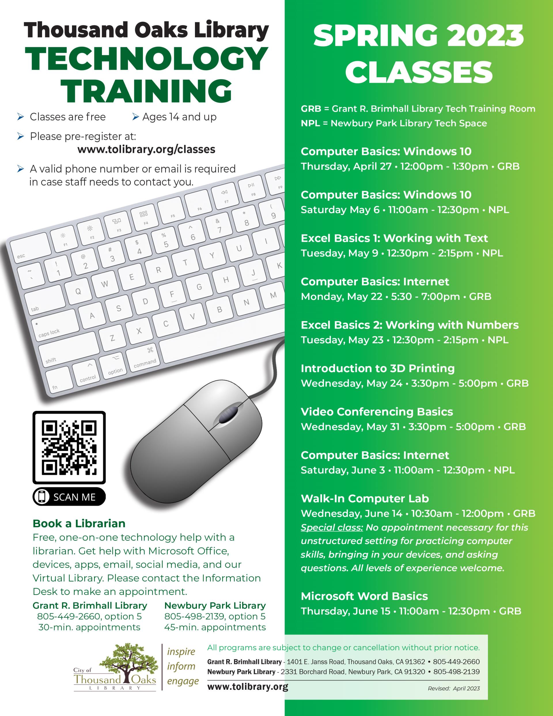 Tech Training Classes Spring 2023