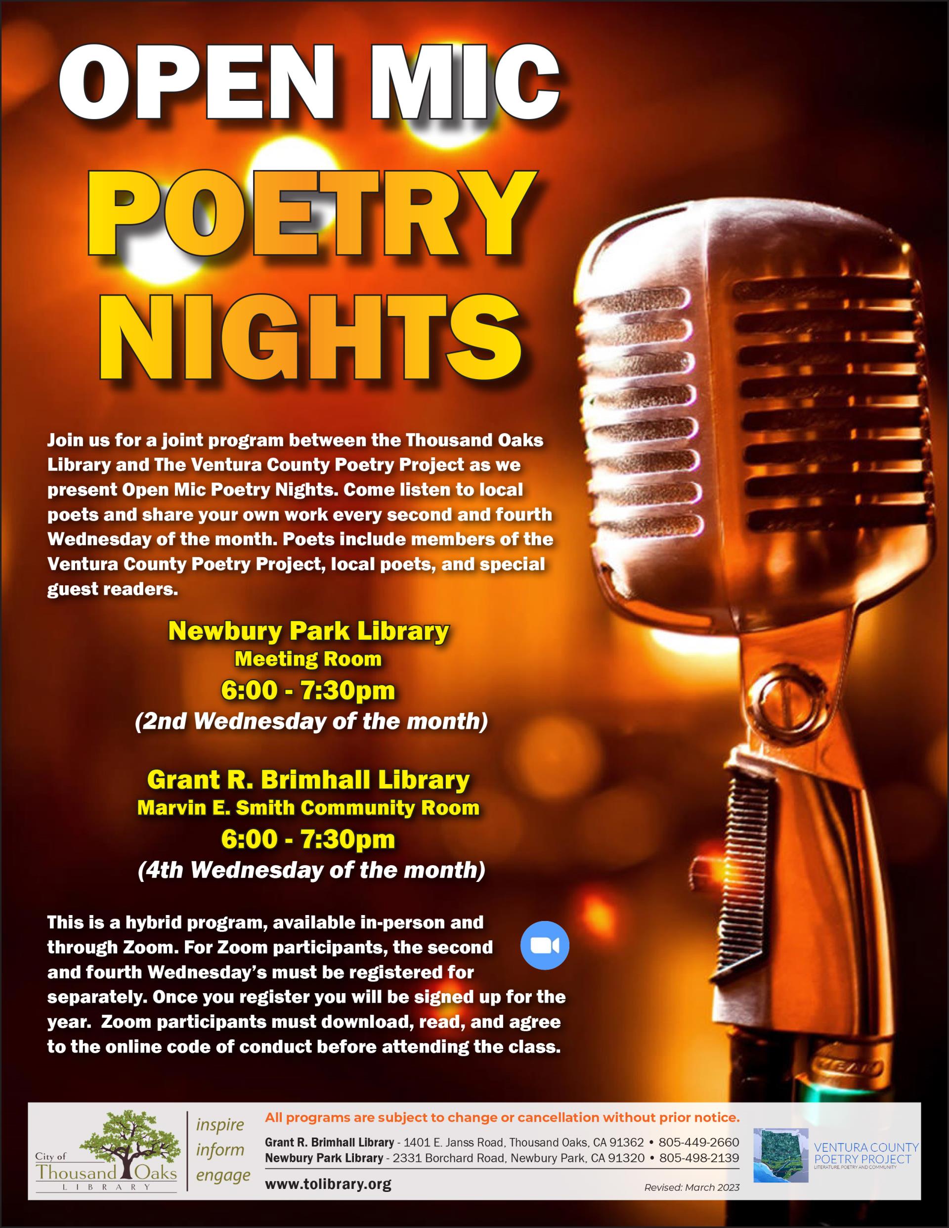 Open Mic Poetry Nights 2023