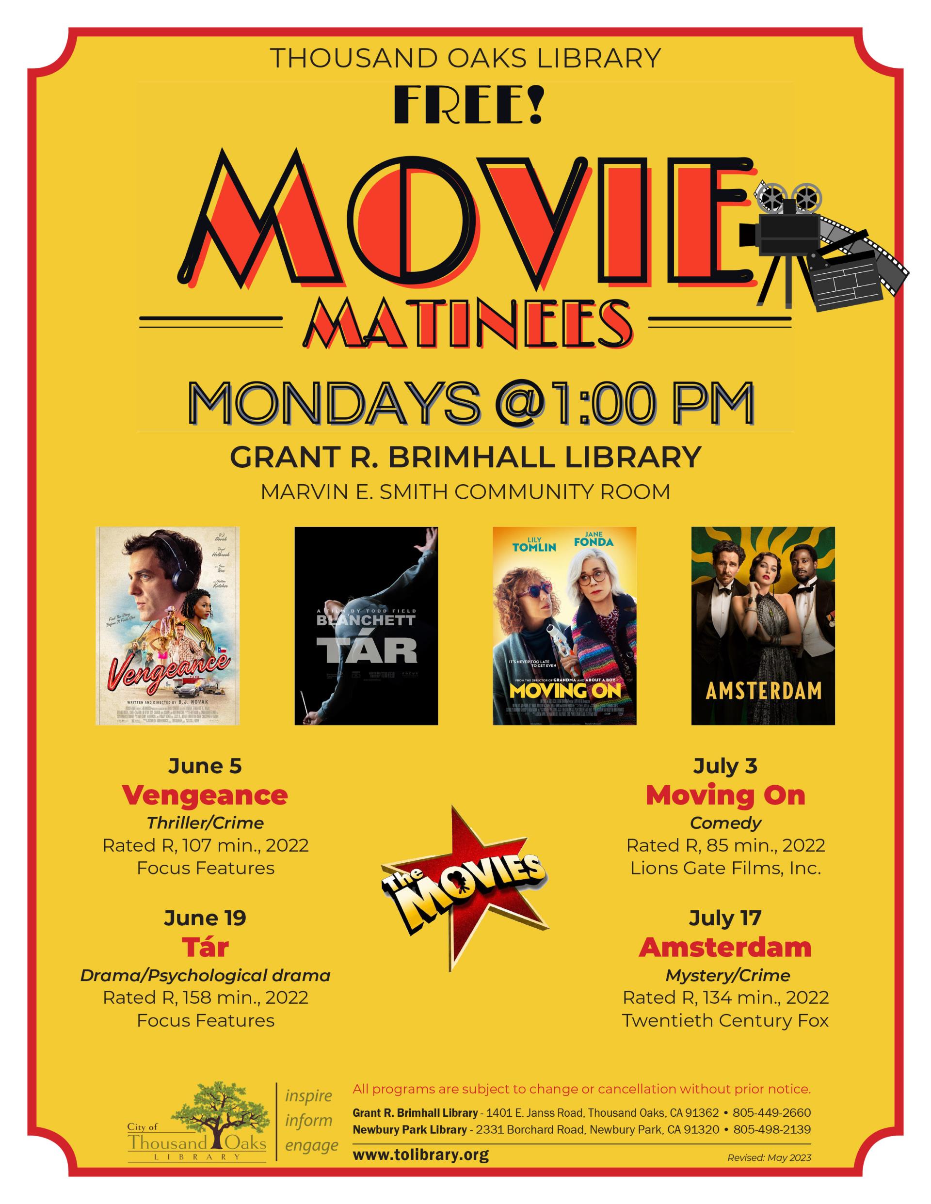 Movie Matinées Summer 2023