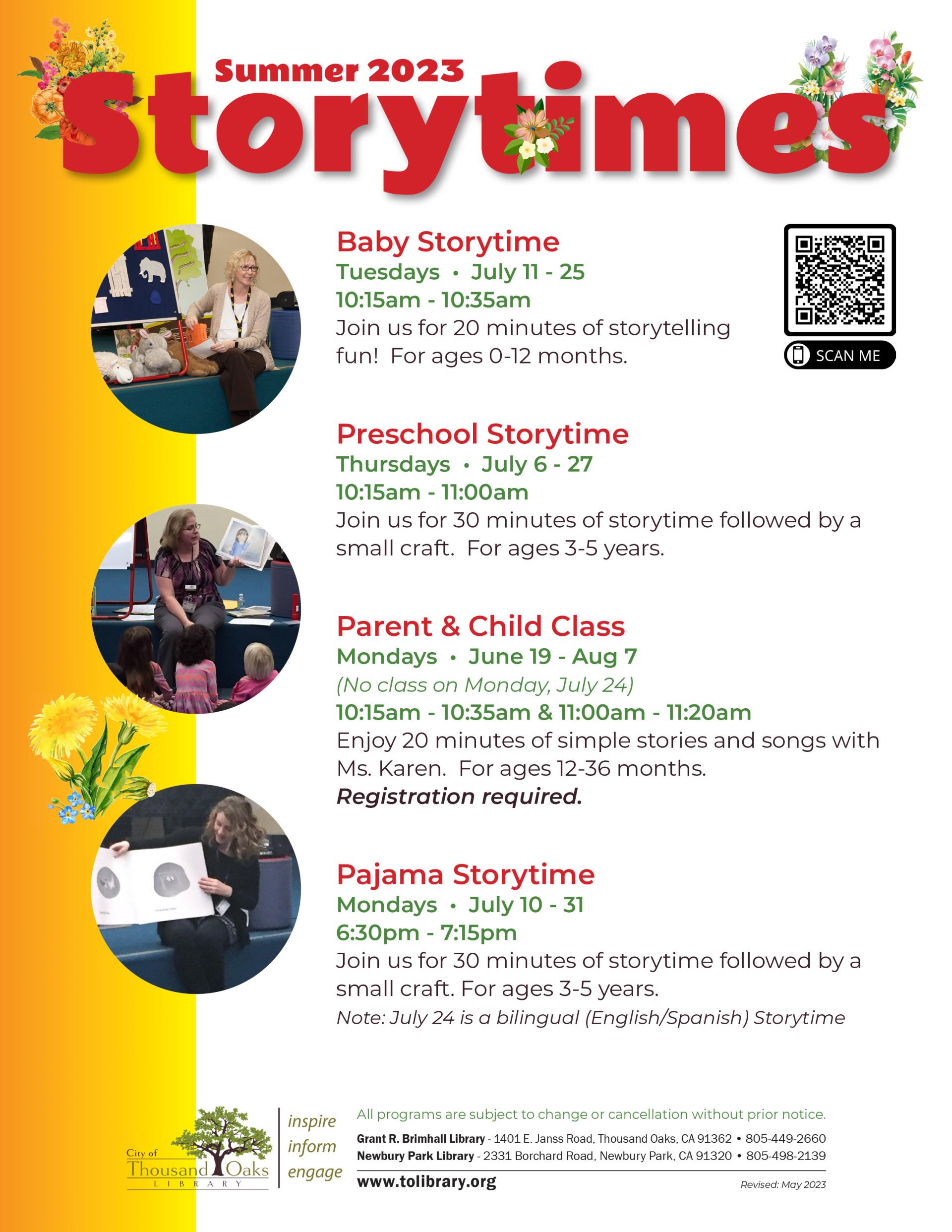 Storytimes Summer 2023