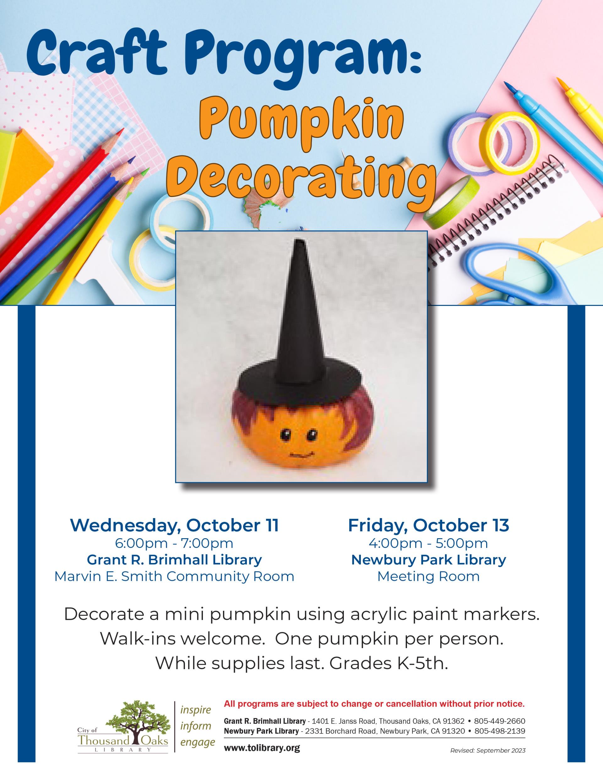 Pumpking Descorating Oct 2023