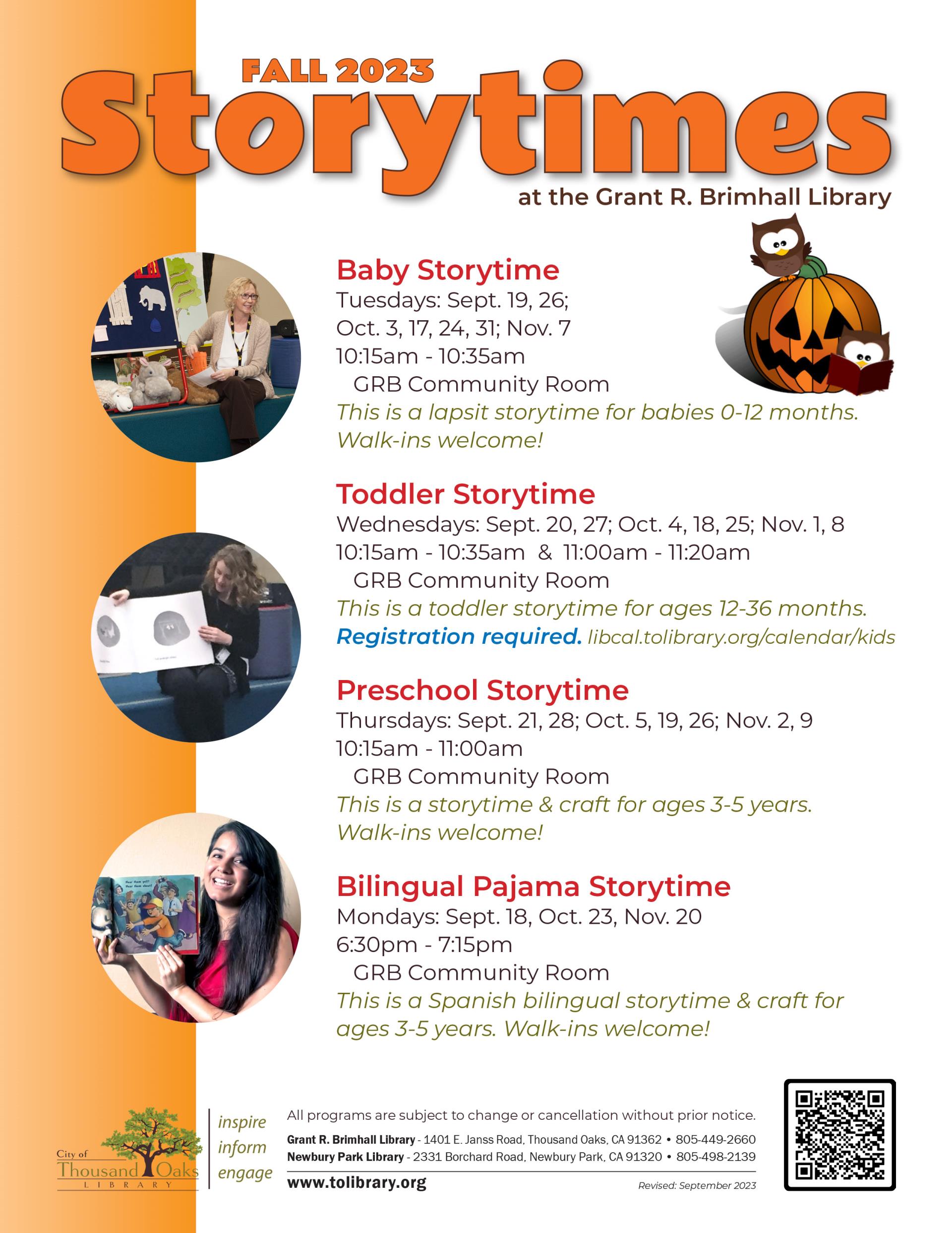 Storytimes Fall 2023