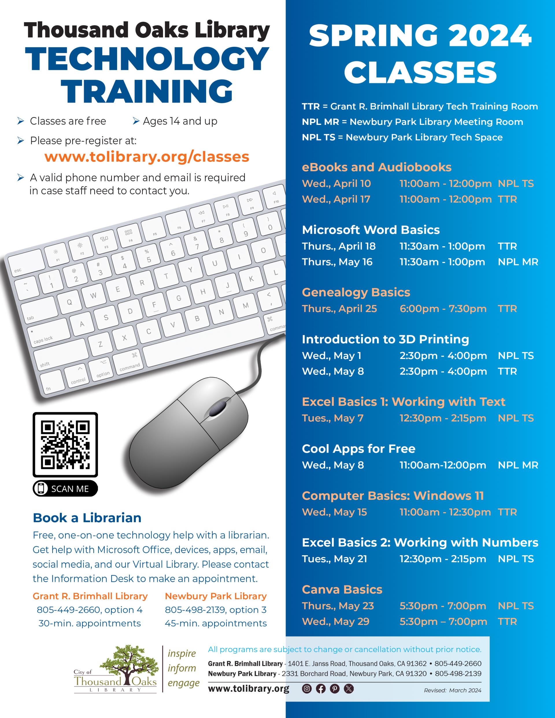 Tech Training Classes - Spring 2024