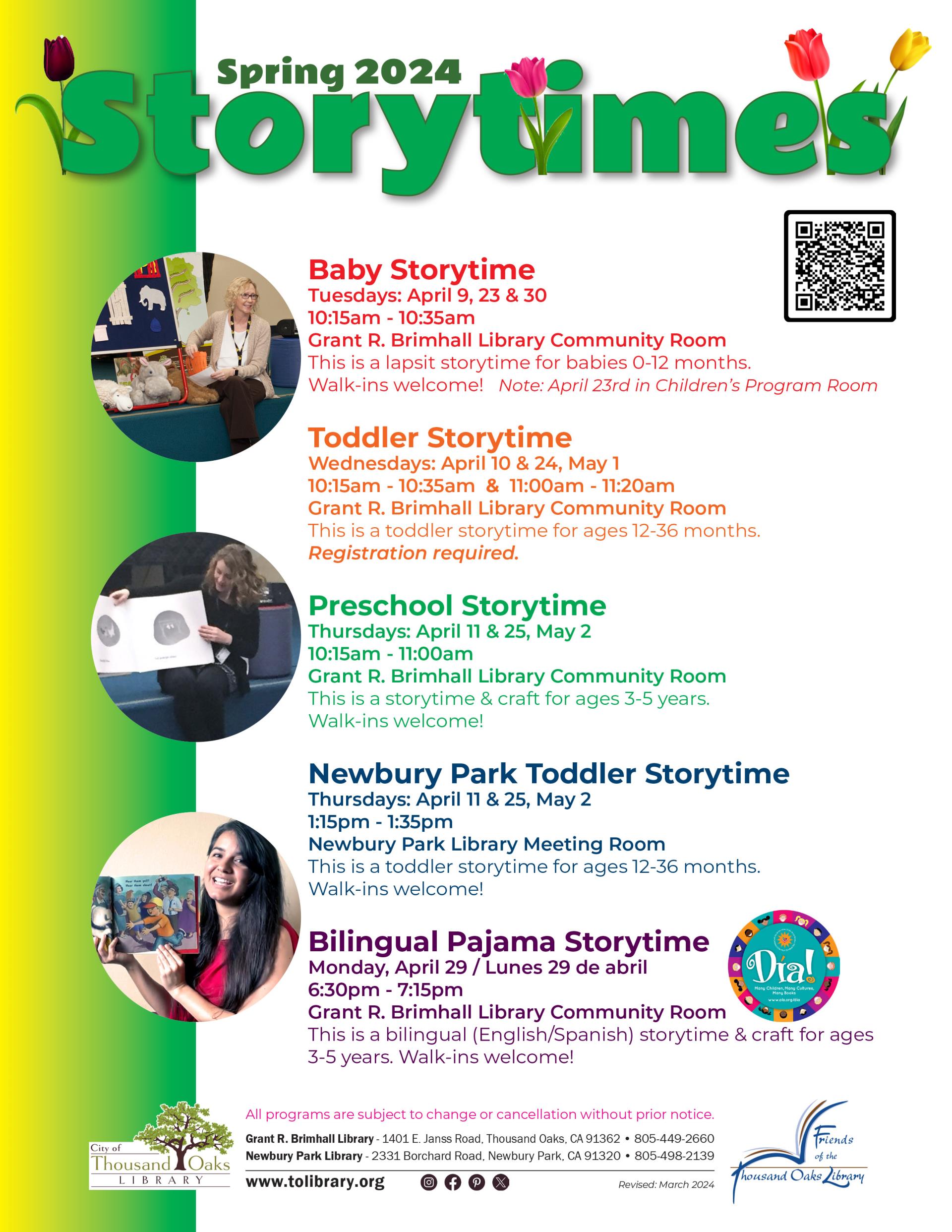 Storytimes Spring 2024