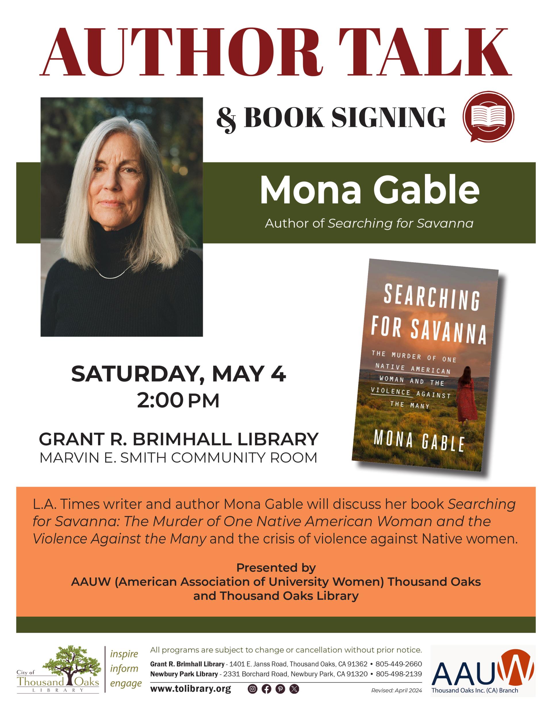 Mona Gable Author Talk