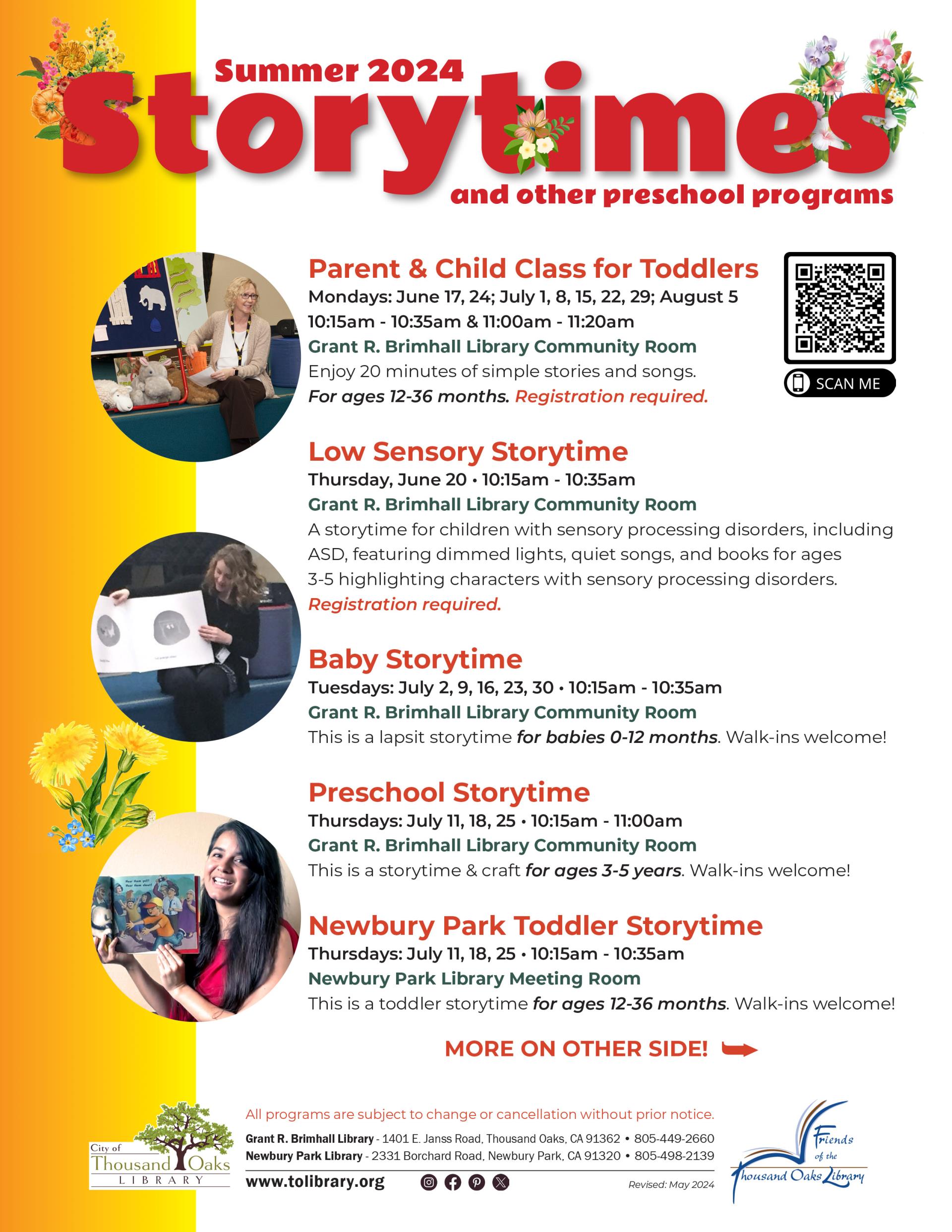 Storytimes Summer 2024 Side 1