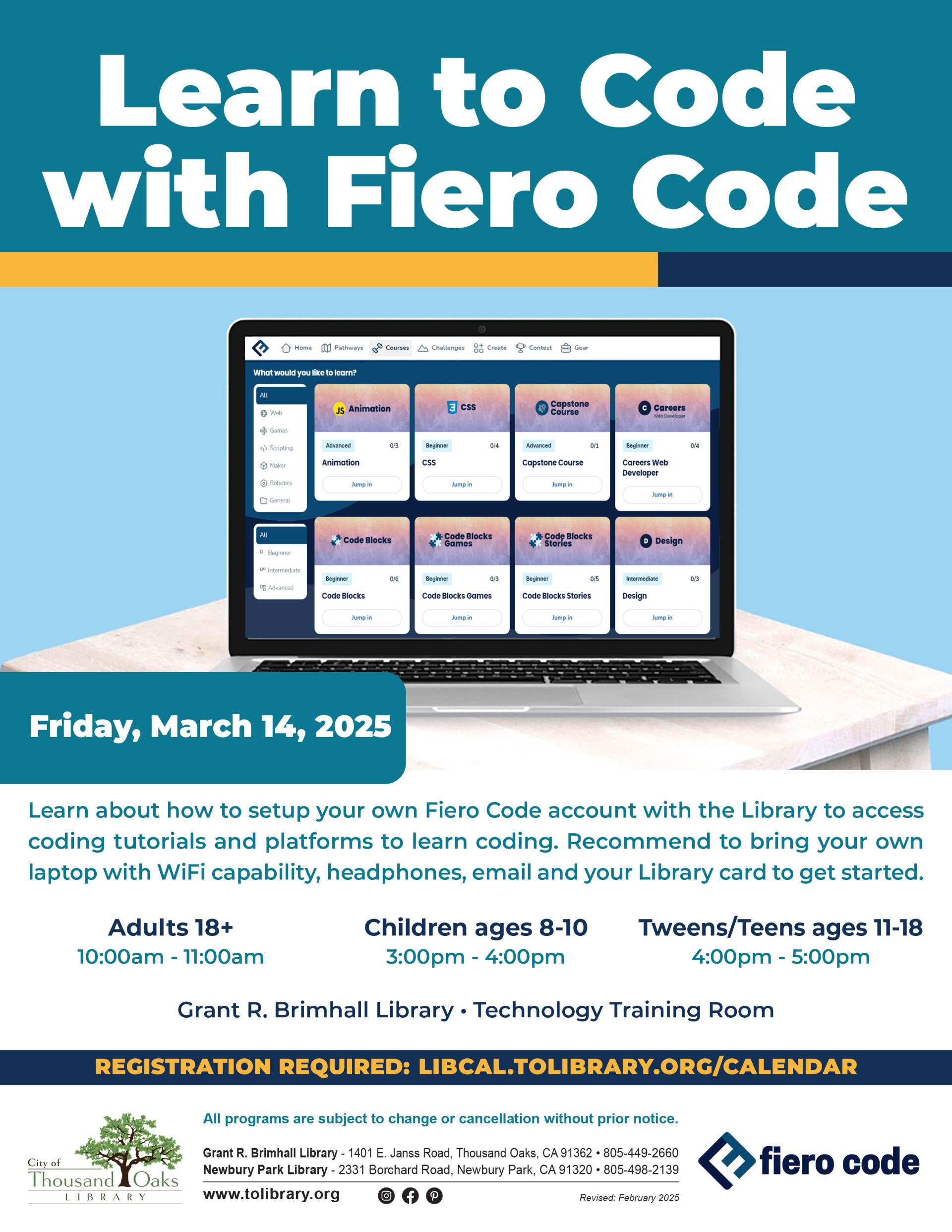 Learn To Code with Fiero Code - March 2025f