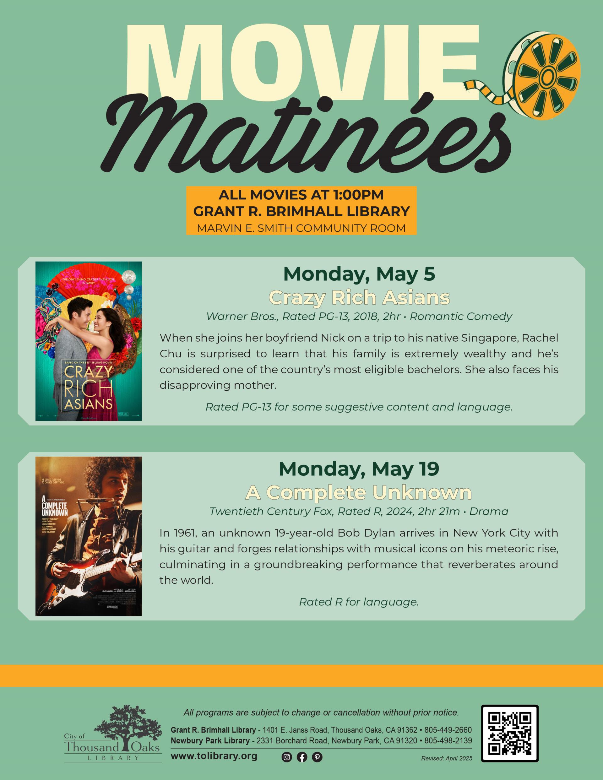 Movie Matinées May 2025