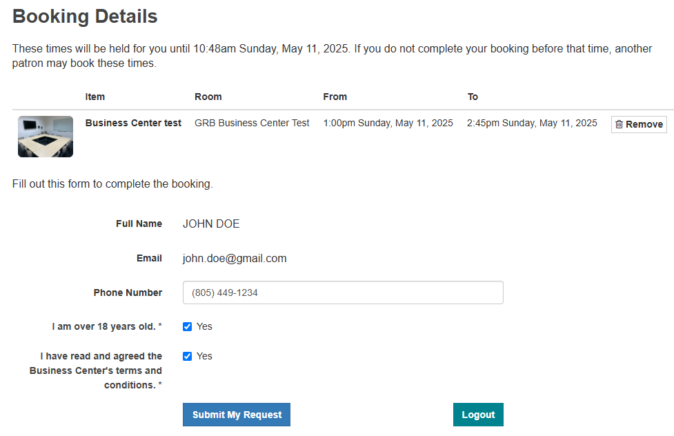 Fill out the form and submit request