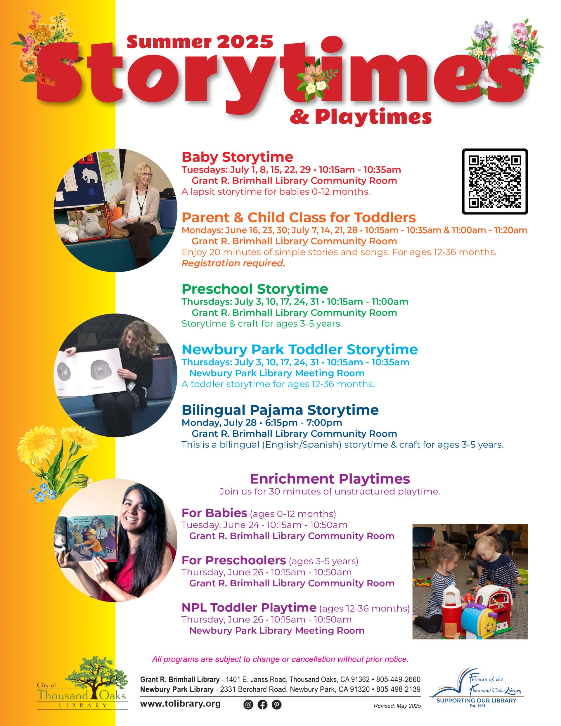 Storytimes Summer 2025