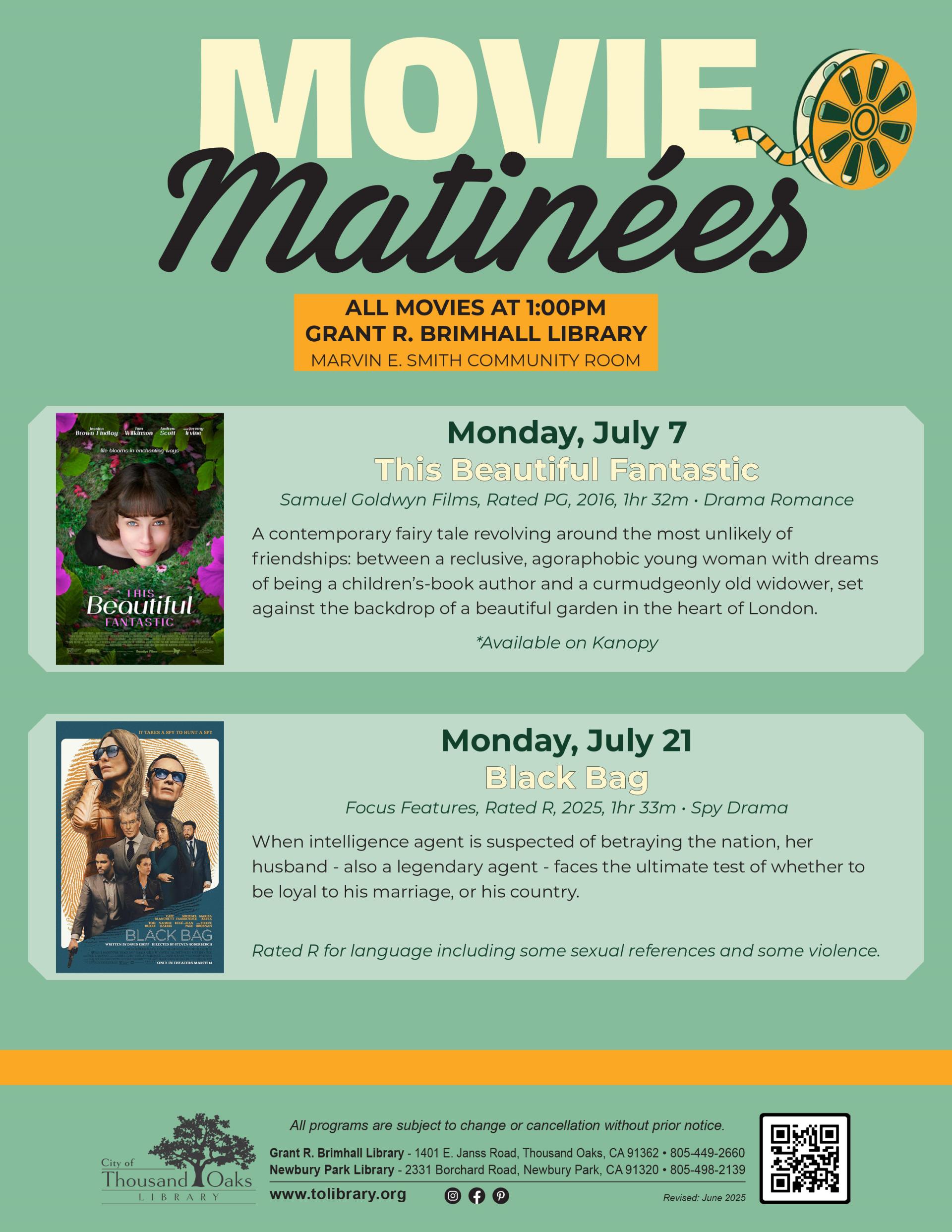 Movie Matinées July 2025