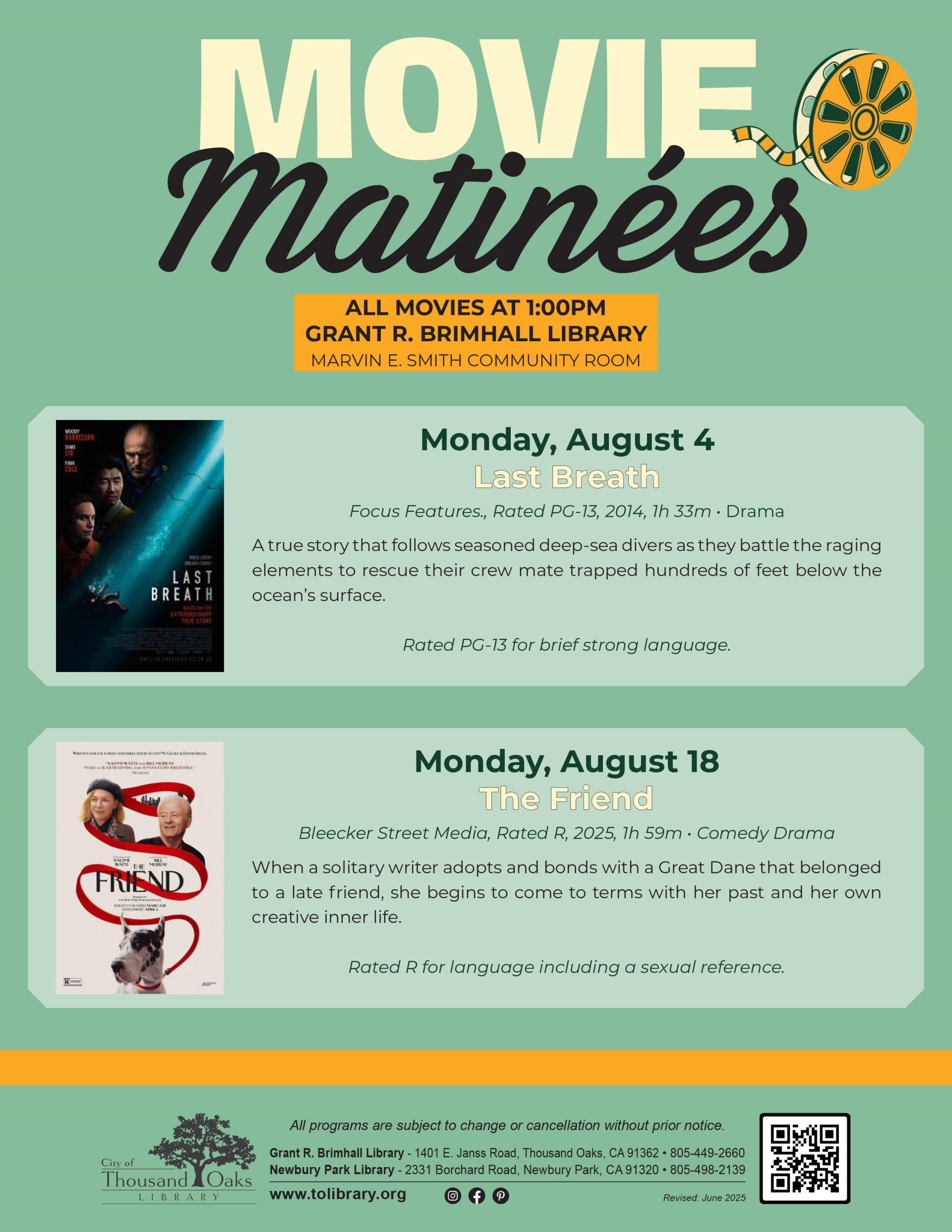 Movie Matinées August 2025