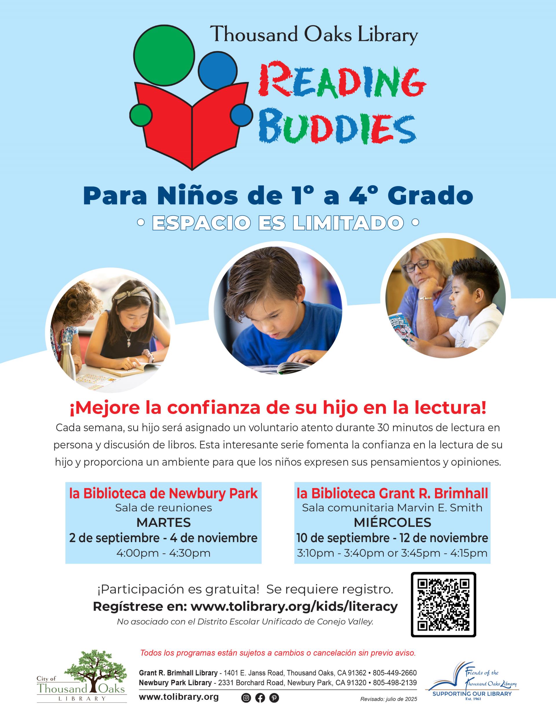 Reading Buddies Fall 2025 SPANISH