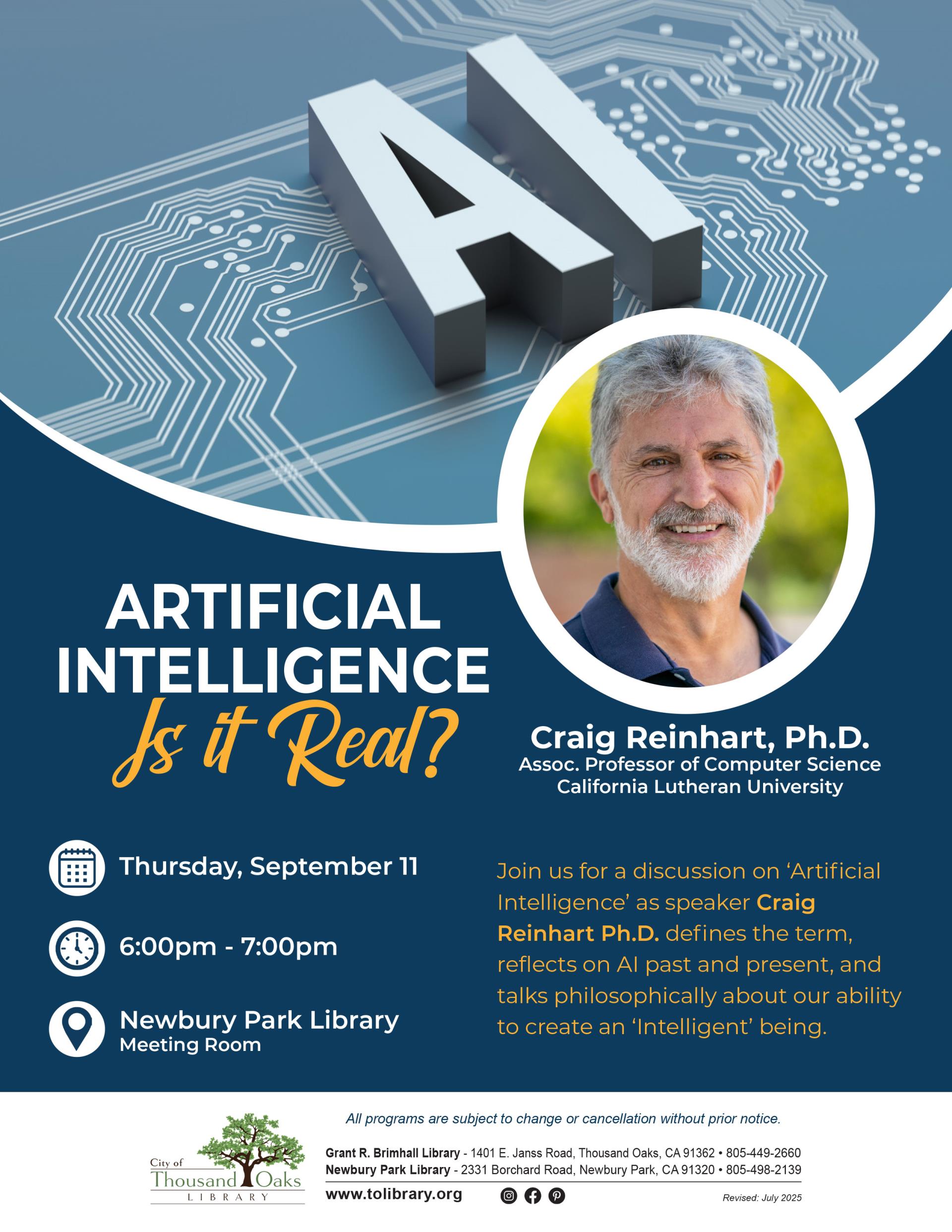 Craig Reinhart Lecture - September 2025