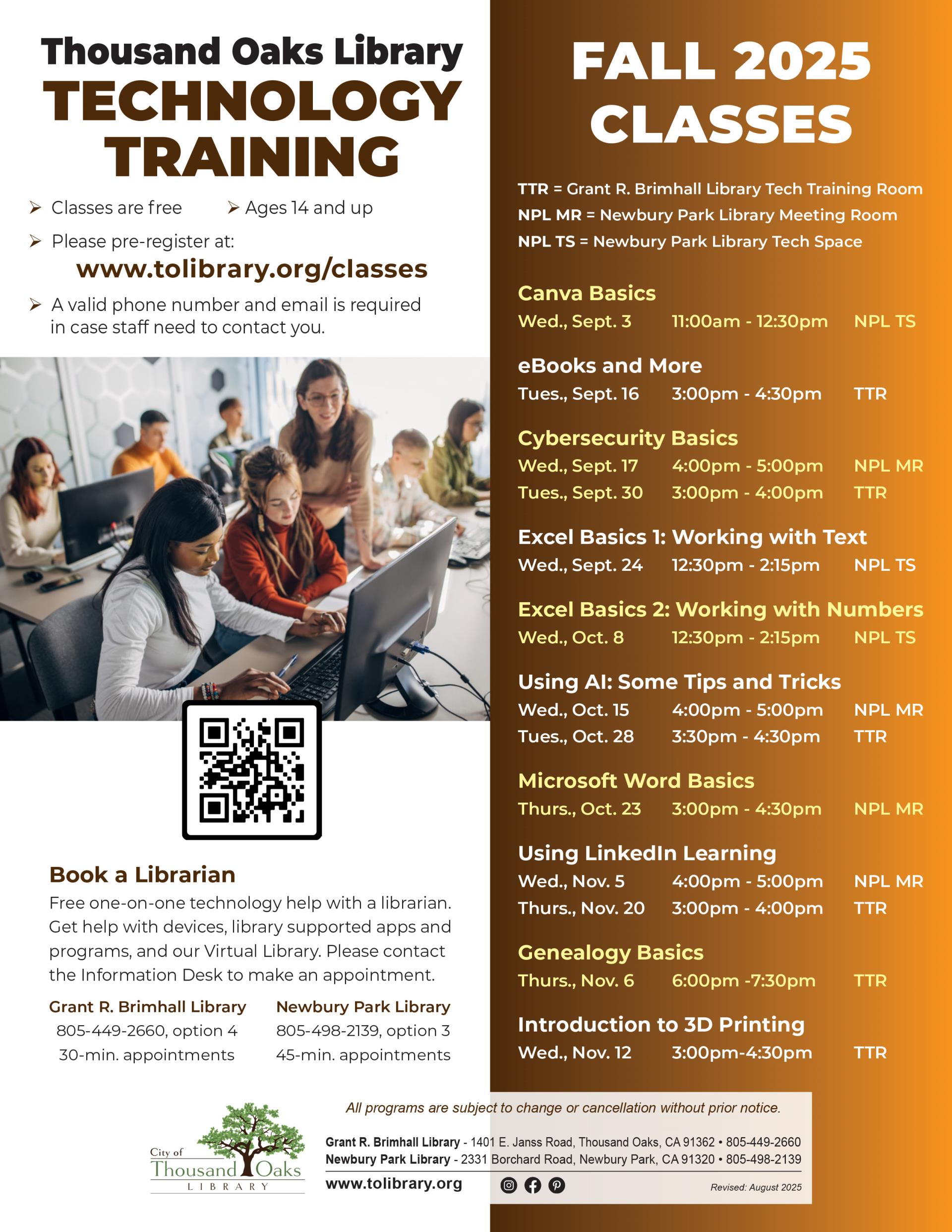 Tech Training Classes Fall 2025