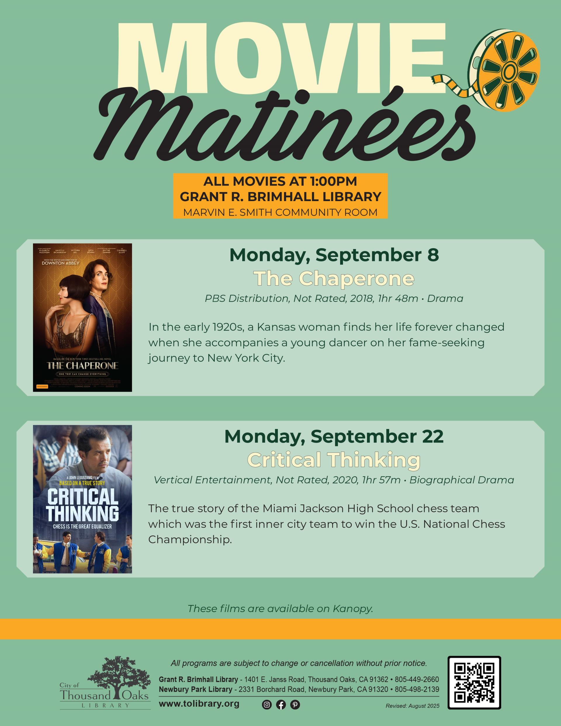 Movie Matinées September 2025