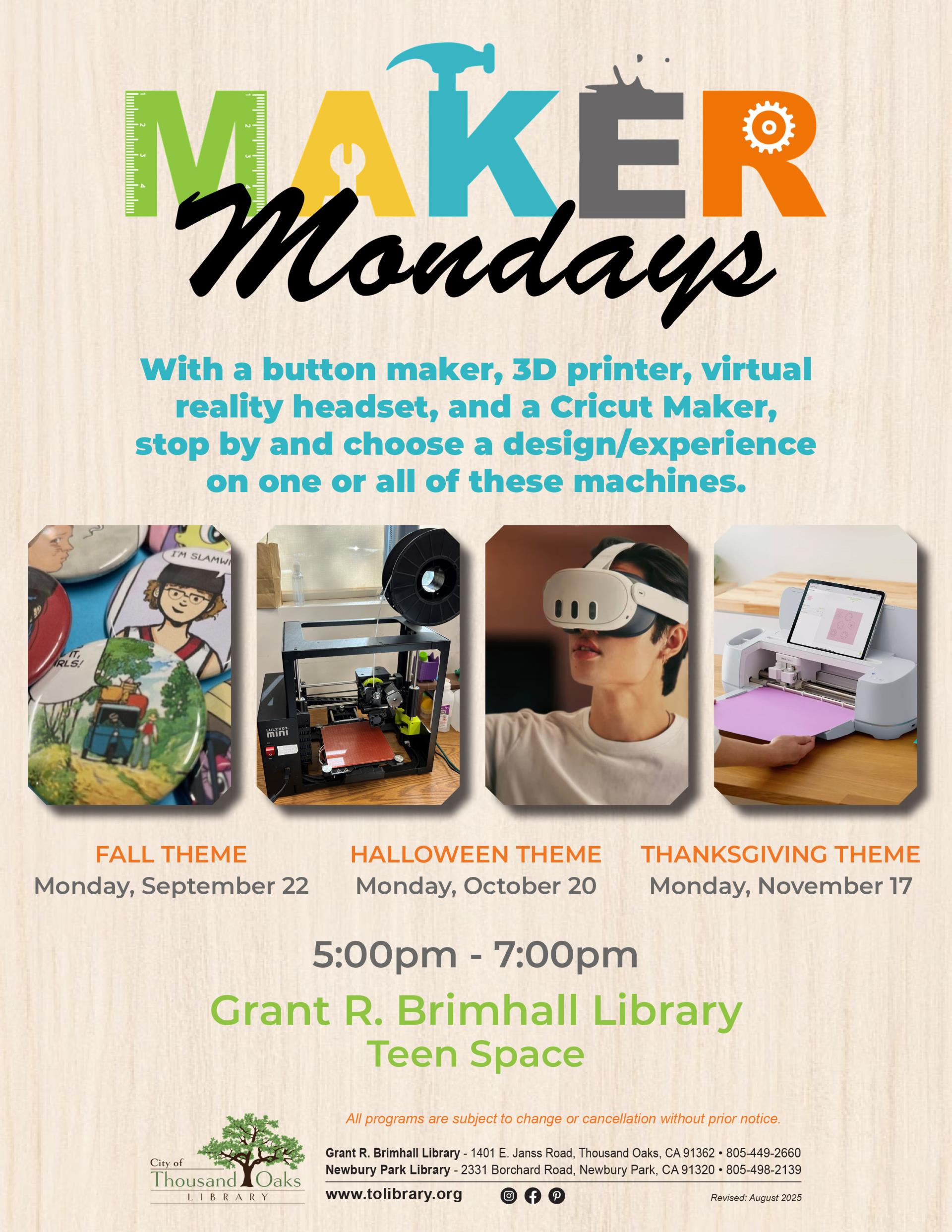 Maker Mondays - Fall 2025