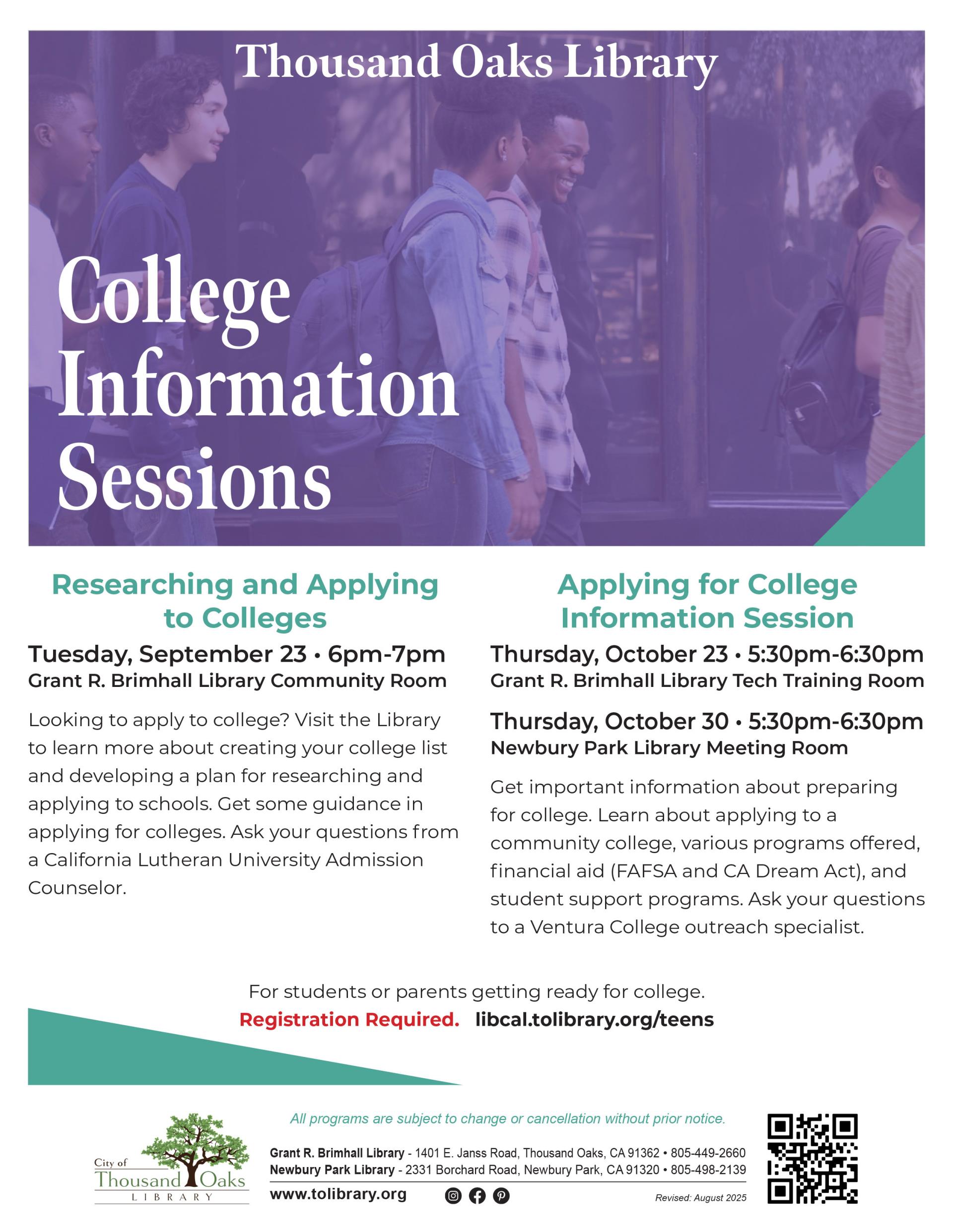 College Info Sessions - Fall 2025