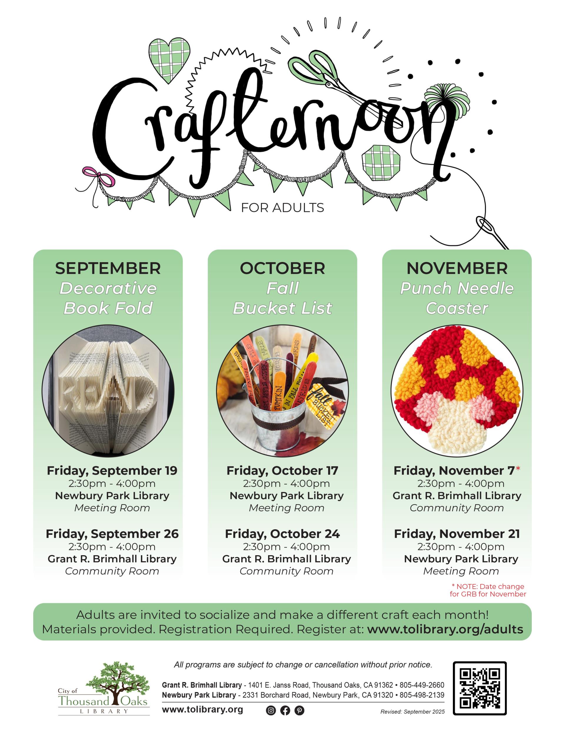 Crafternoons - Fall 2025